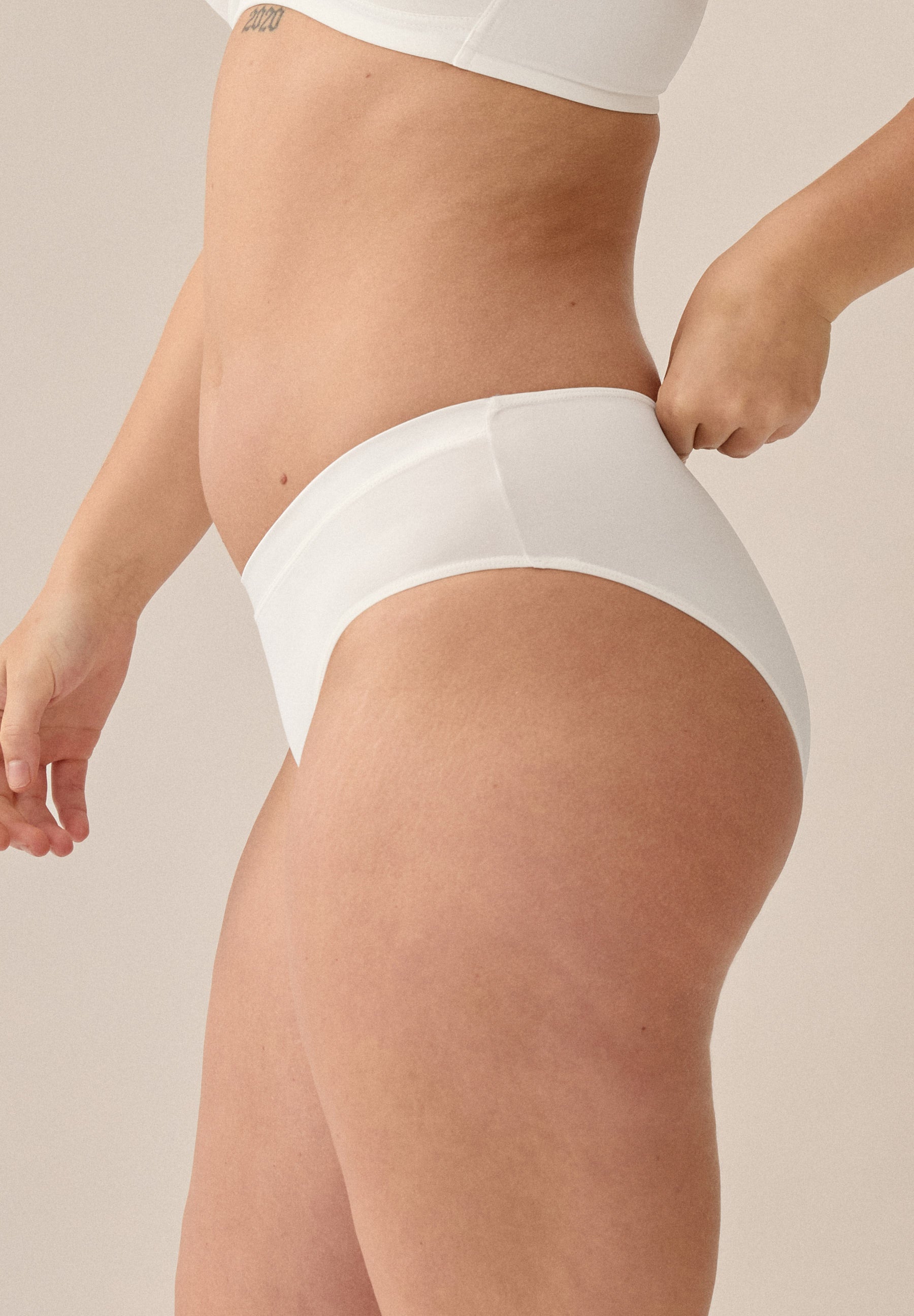 Softer Slip mit Glanzband Set - Ecru