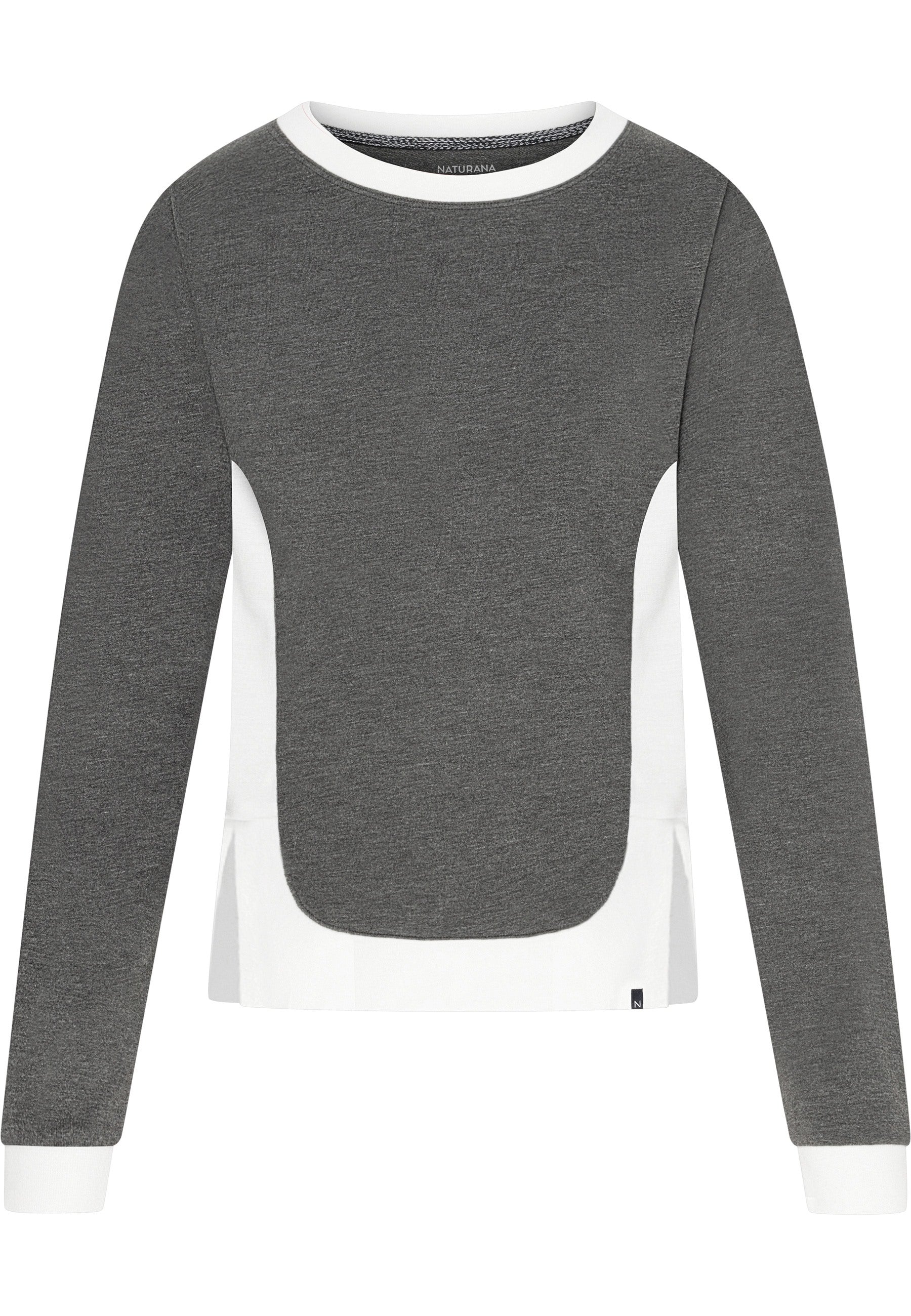 Long-sleeved shirt with a round neckline - Anthrazit Melange