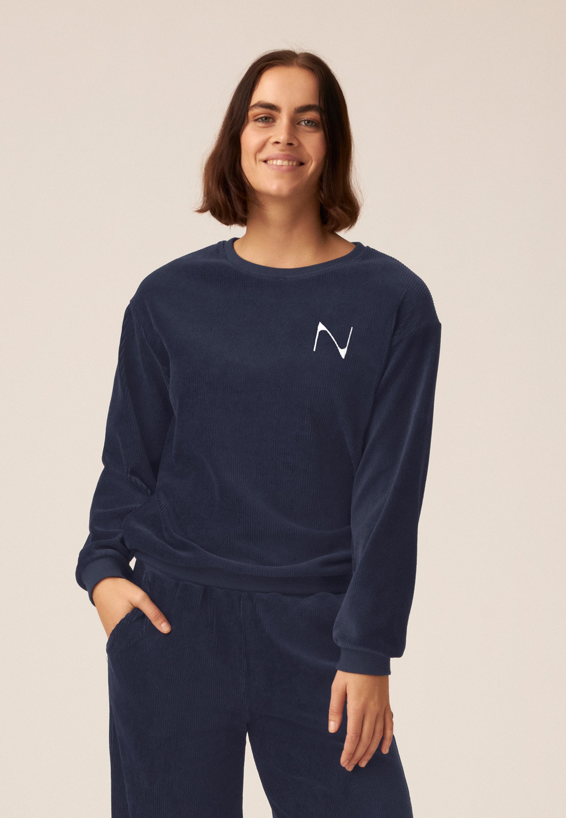 Velor Sweater Pullover - Dark Blue