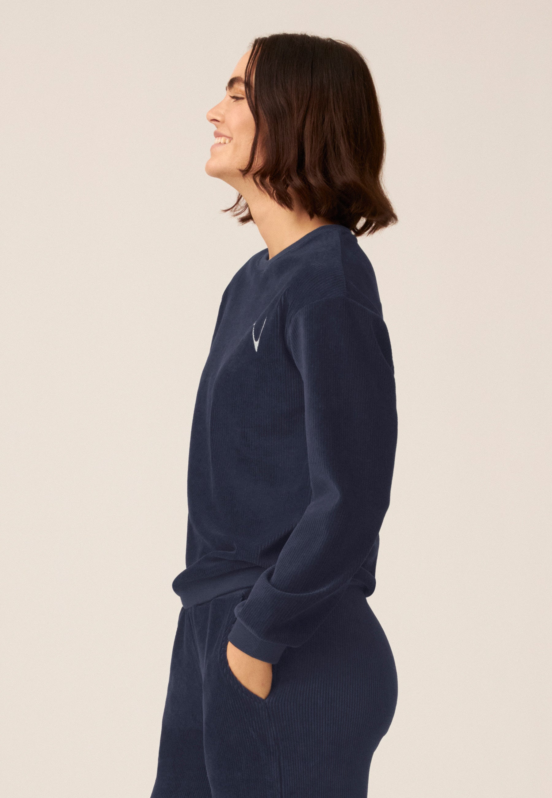 Velor Sweater Pullover - Dark Blue