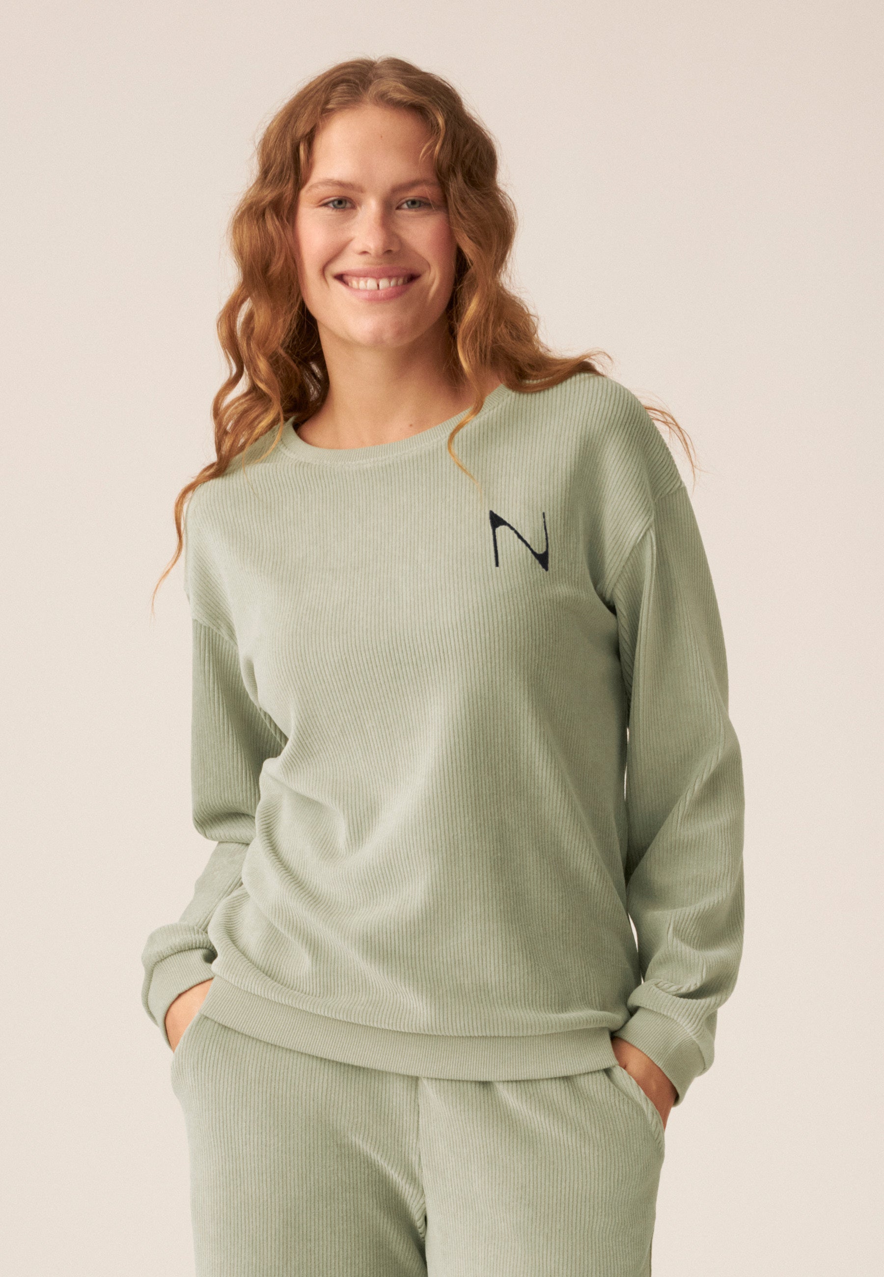 Velour Sweater Pullover - Pale Greenshield