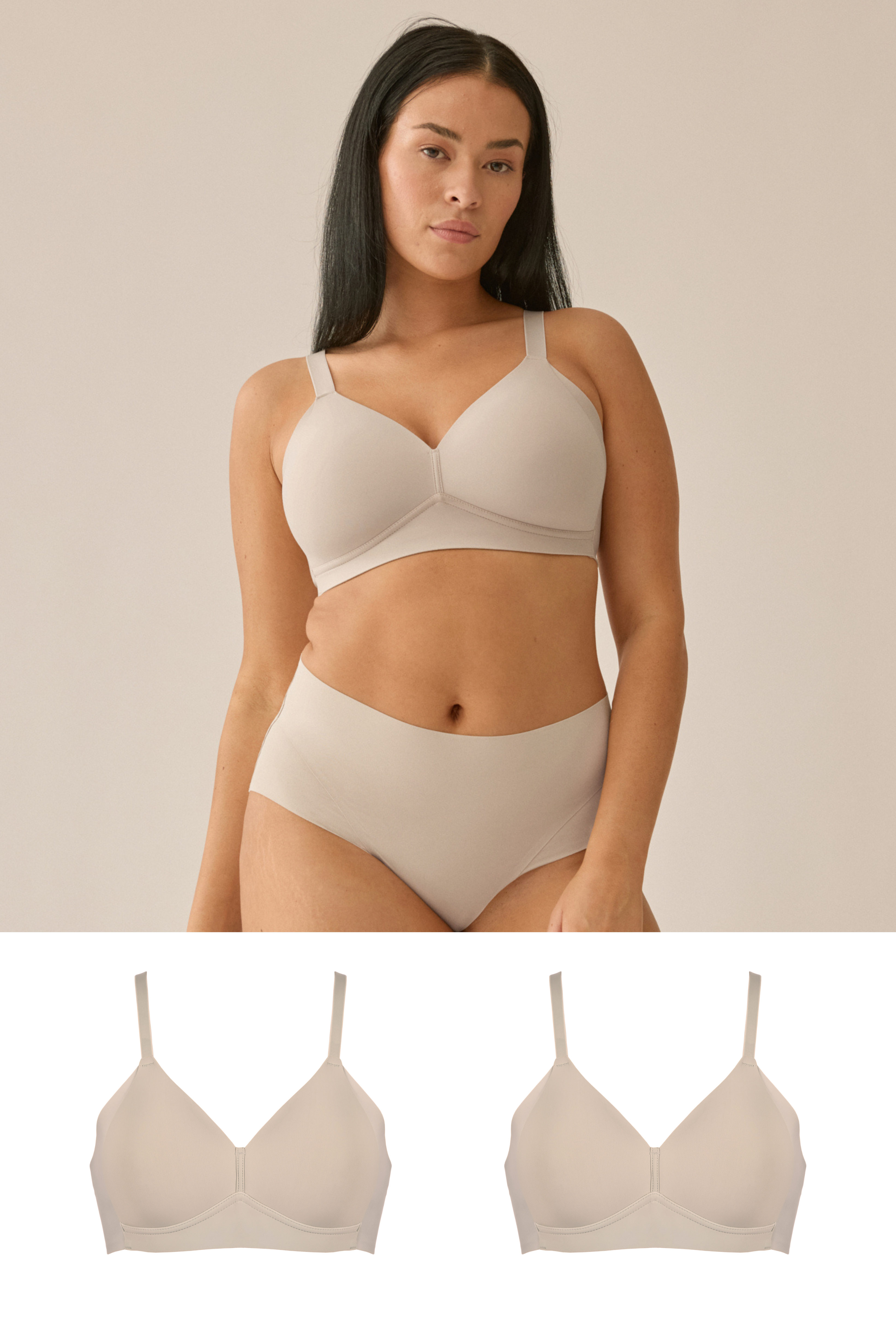 Soft-BH mit Side Smoother Effekt Duo Set - Light Beige