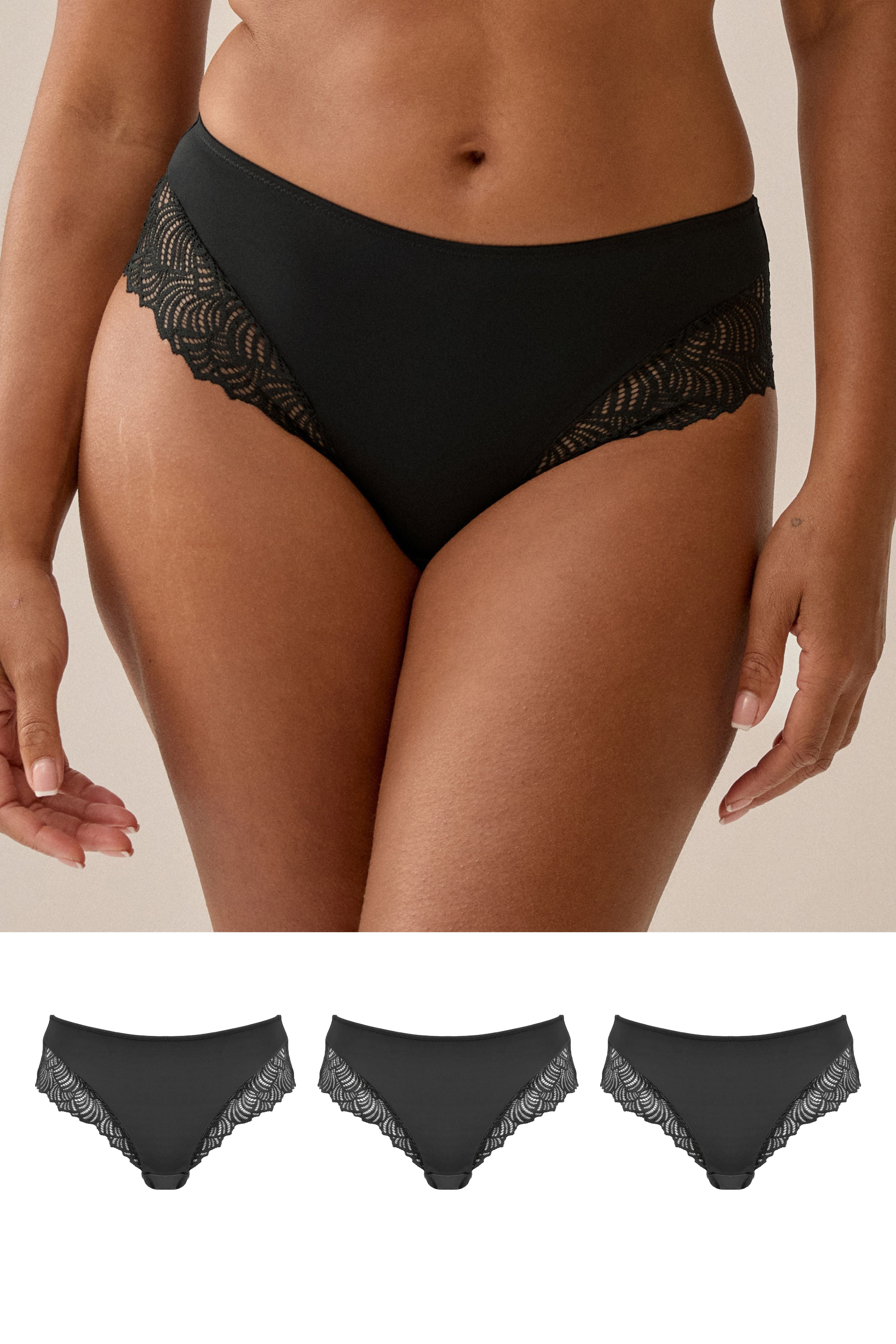 Panty Set mit Spitzendetails - Schwarz