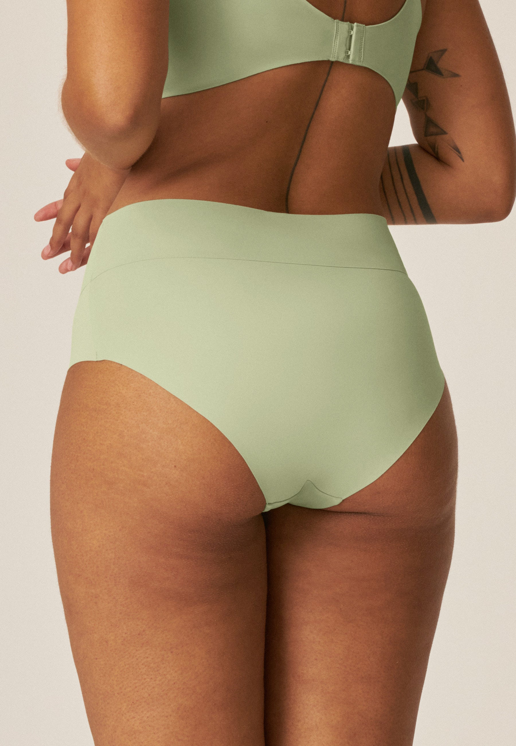 High Waist Brief with a Light Shaping Effect - Pale Greenshield