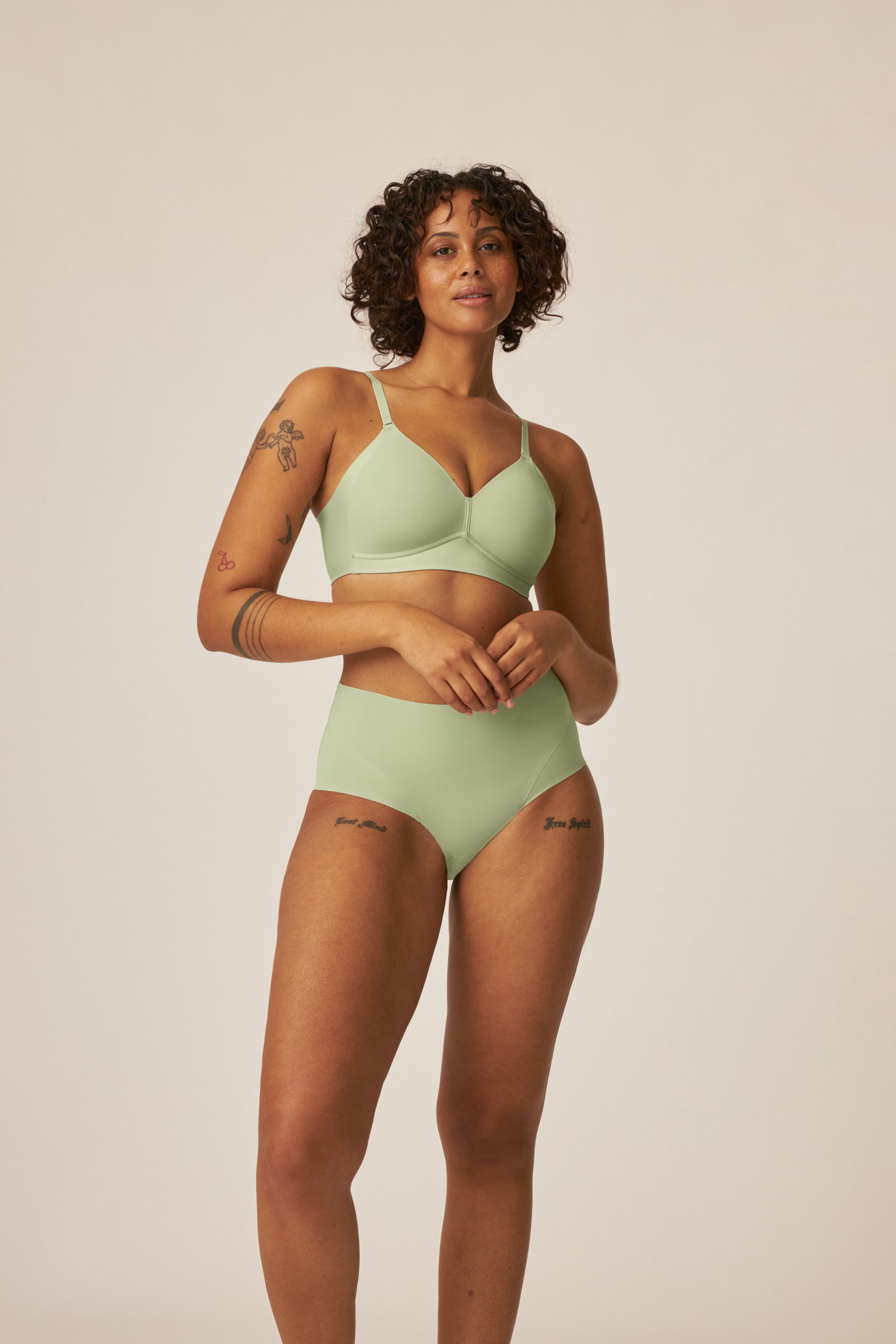 Soft bra with side smoother effect - Pale Greenshield