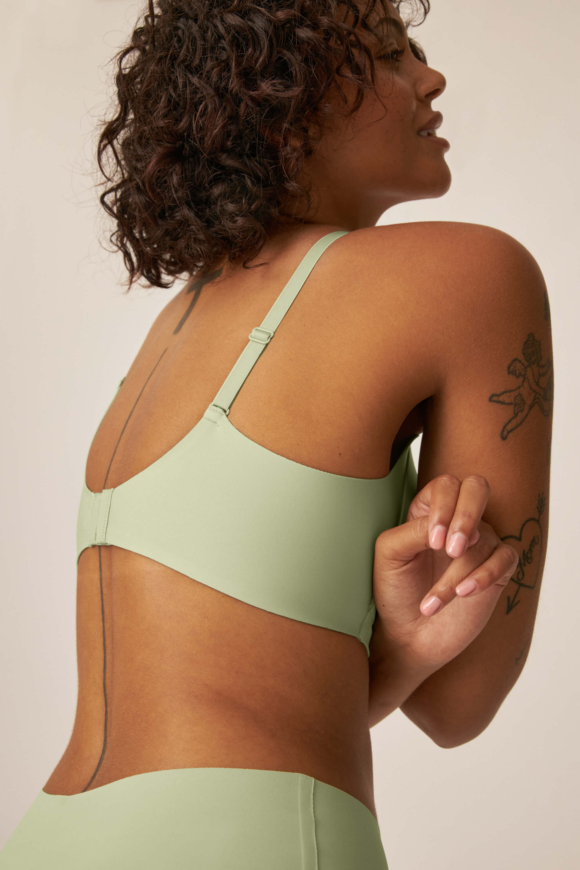 Soft bra with side smoother effect - Pale Greenshield