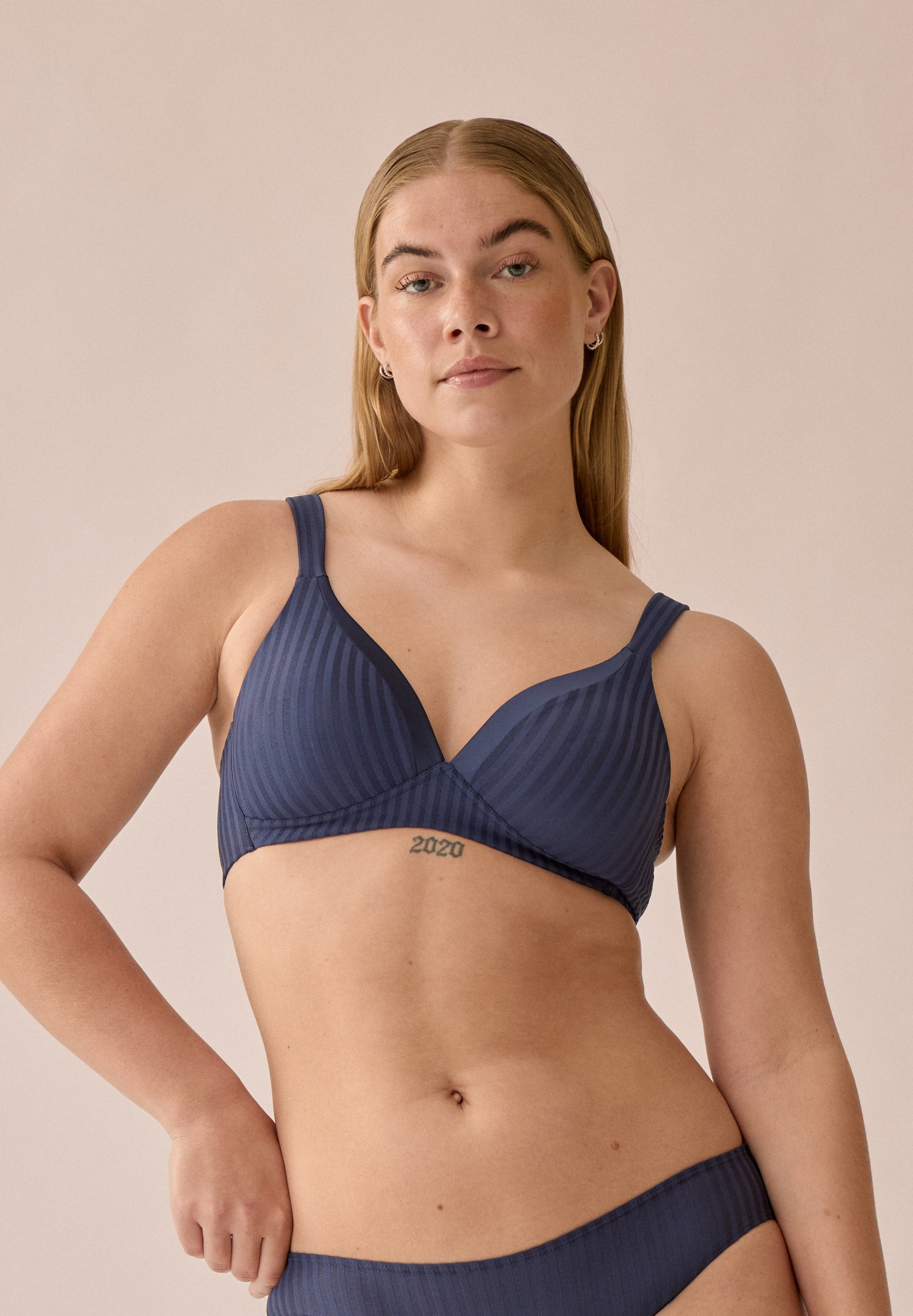 Streifen Soft-BH mit Schale - Navy Gestreift