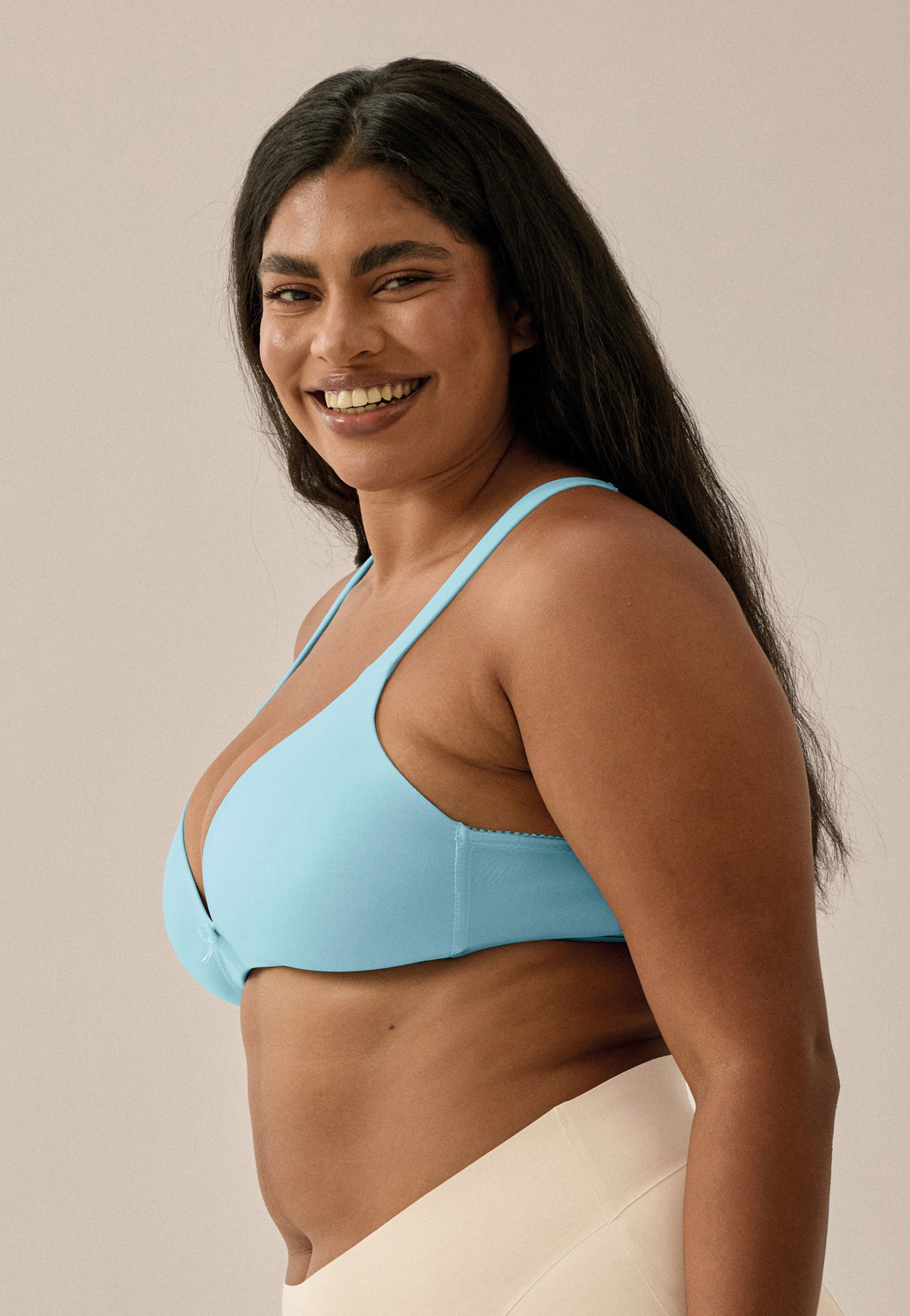 Soft Bra with Cup and Relief Straps - Aquamarine