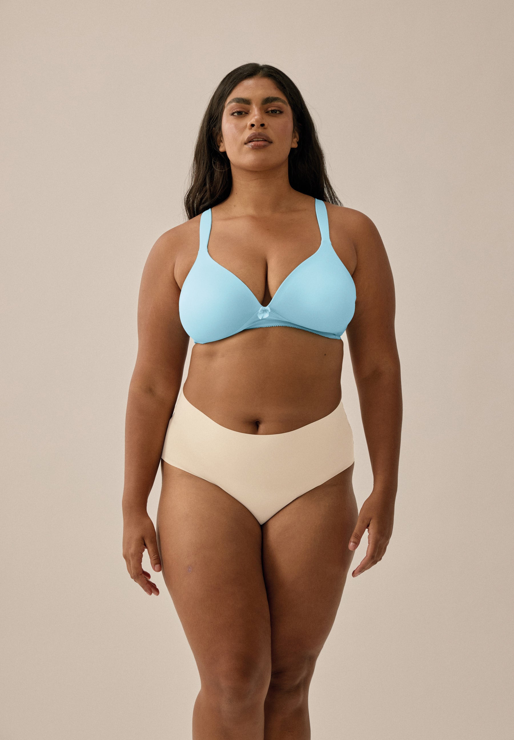 Soft Bra with Cup and Relief Straps - Aquamarine