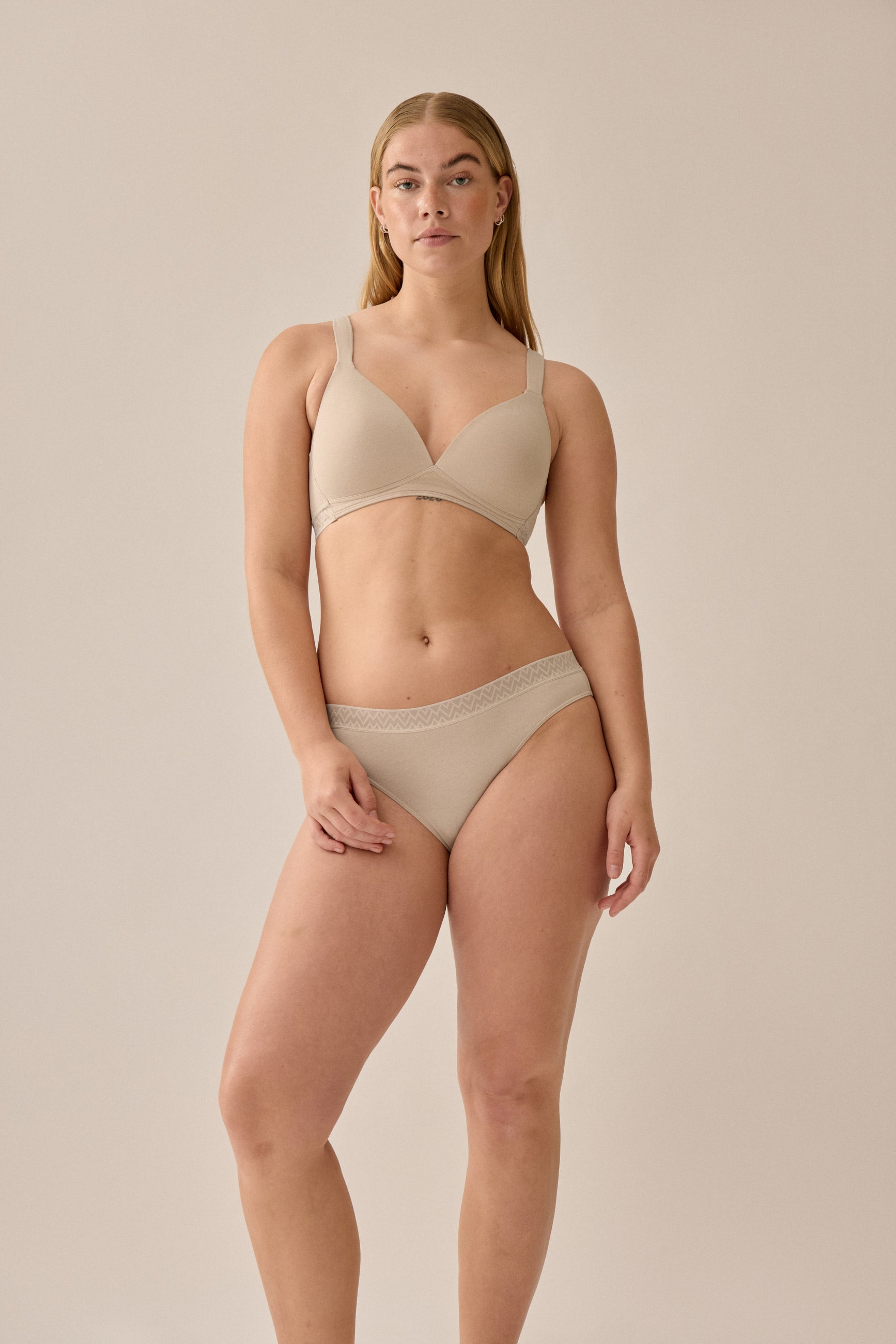 Baumwoll-Schalen-BH ohne Bügel - Light Beige
