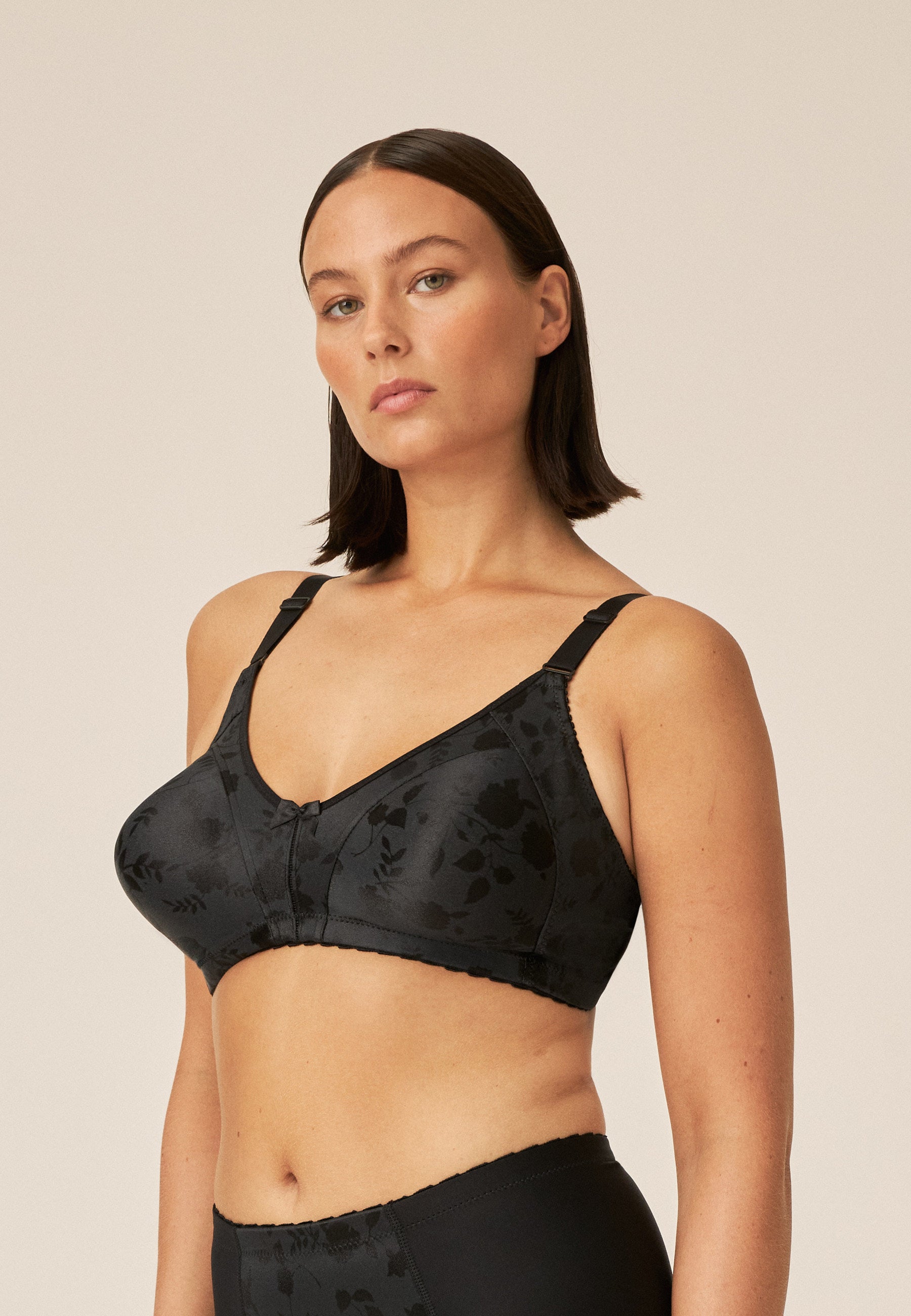 Naturana Minimizer Soft-BH in Blumenmuster Farbe Schwarz Seitenansicht