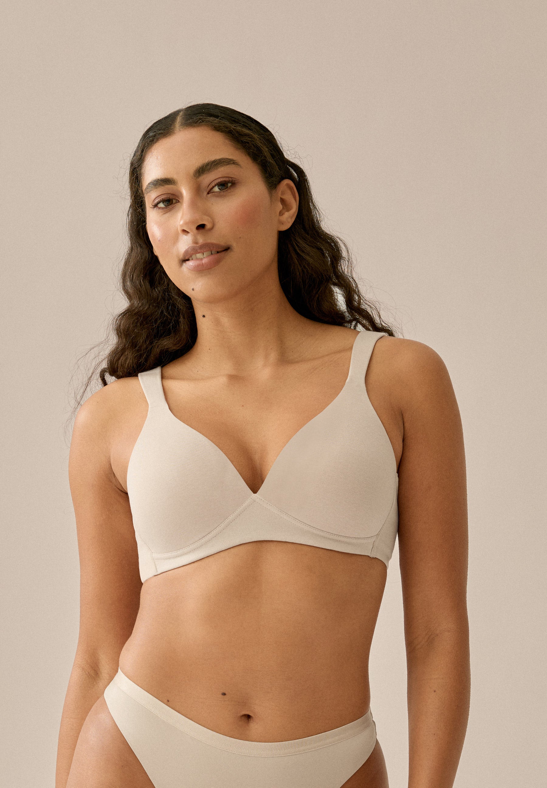 Bügelloser Soft BH aus Baumwolle - Light Beige
