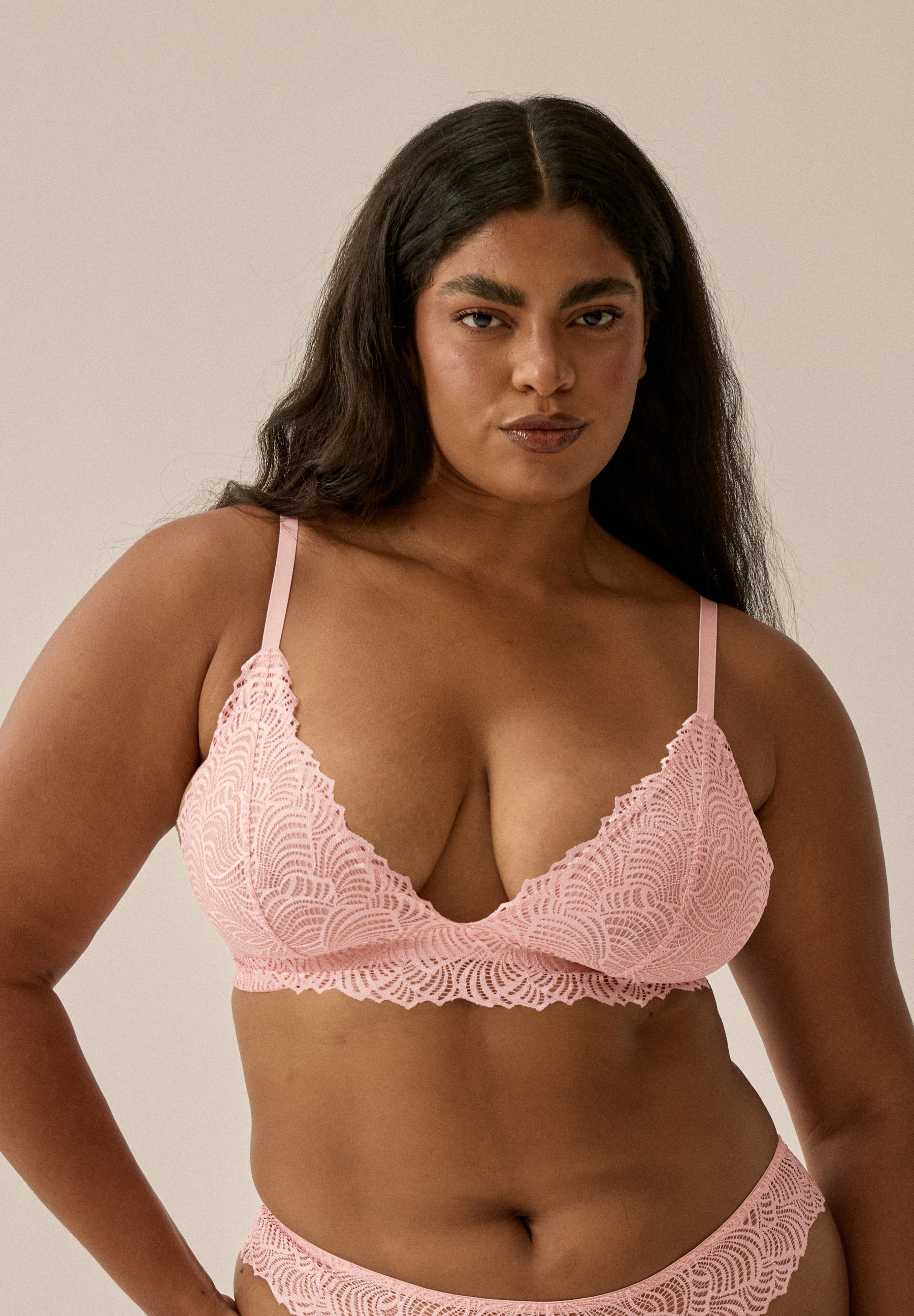 Spitzen-Bralette ohne Bügel ohne Bügel - Pink Rose