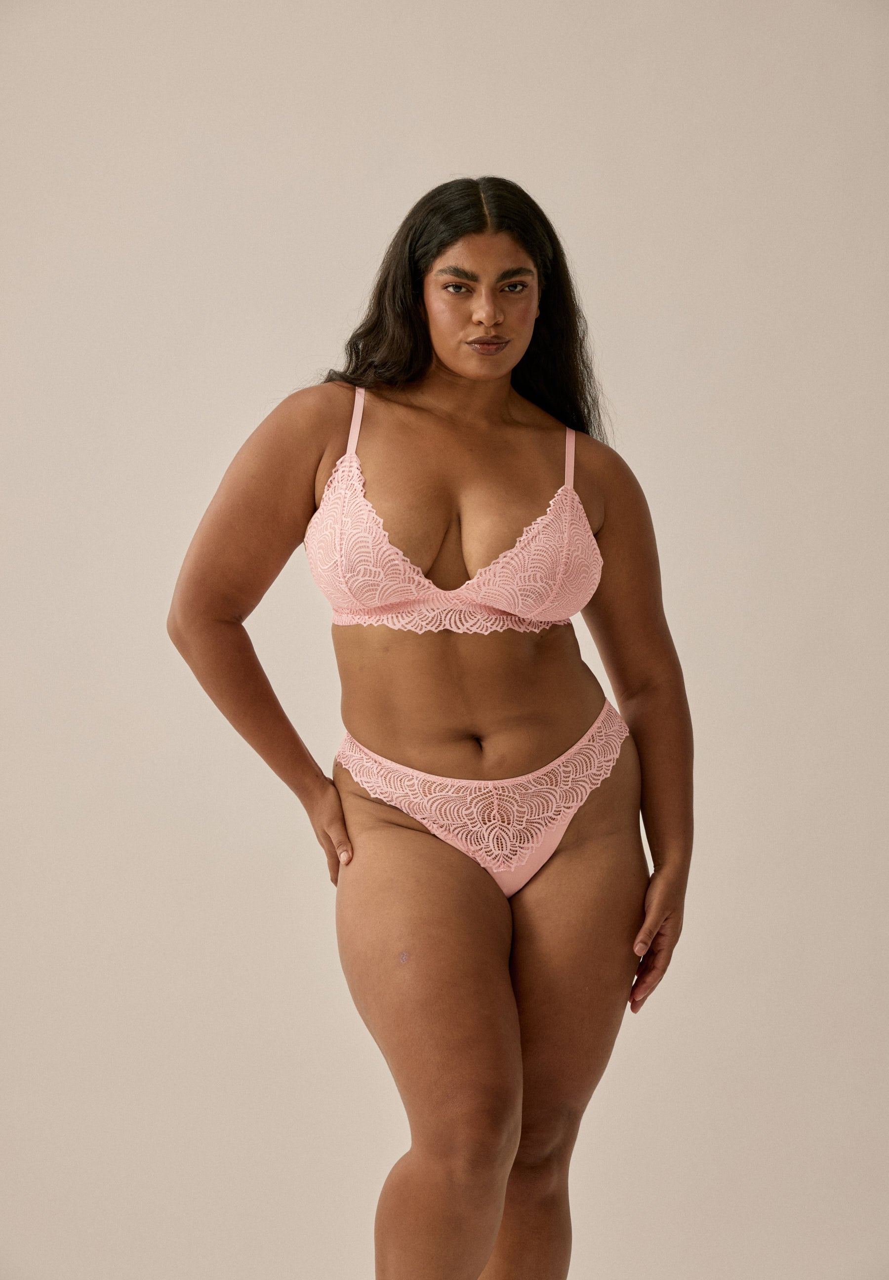 Spitzen-Bralette ohne Bügel ohne Bügel - Pink Rose