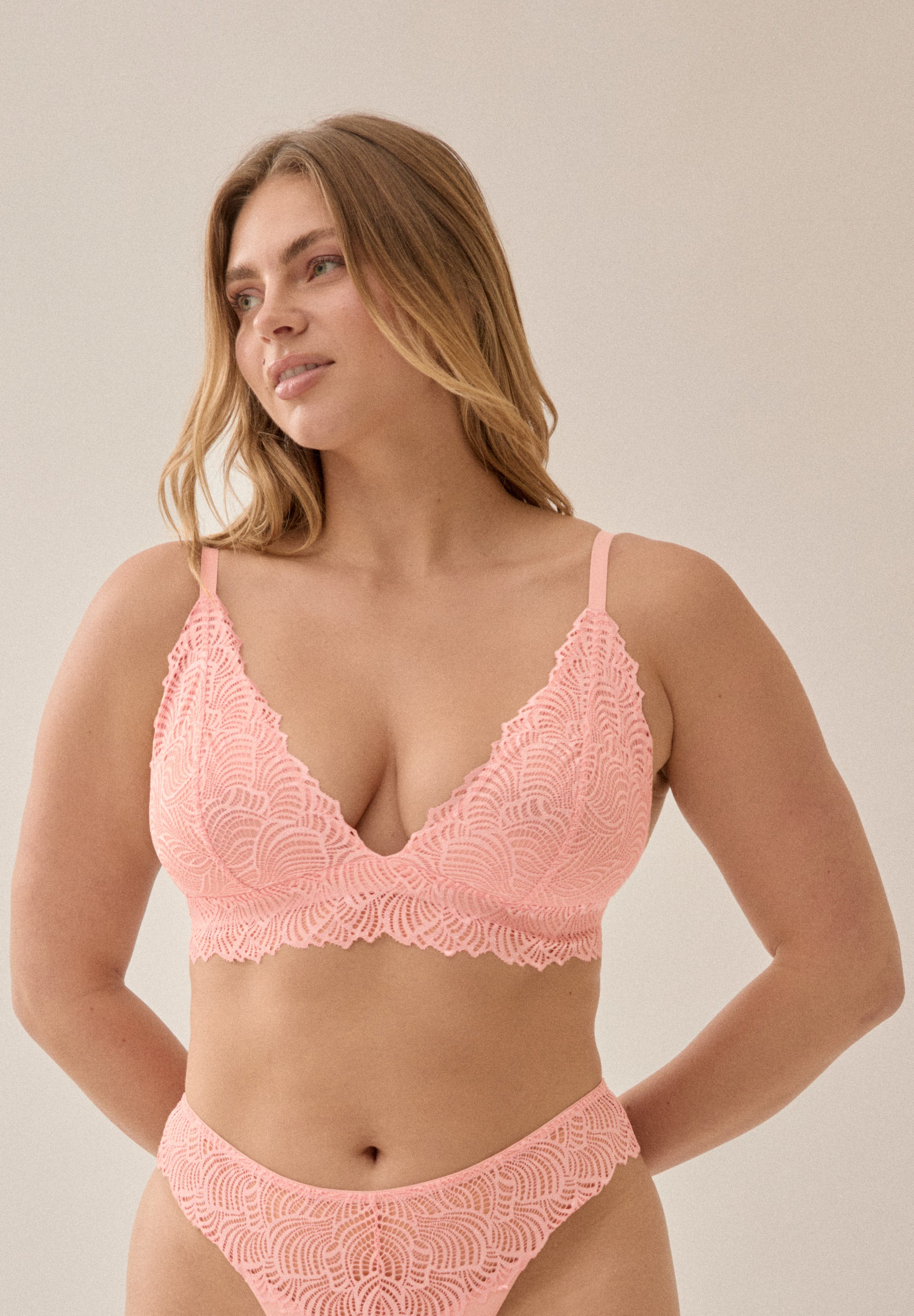 Spitzen-Bralette ohne Bügel ohne Bügel - Pink Rose