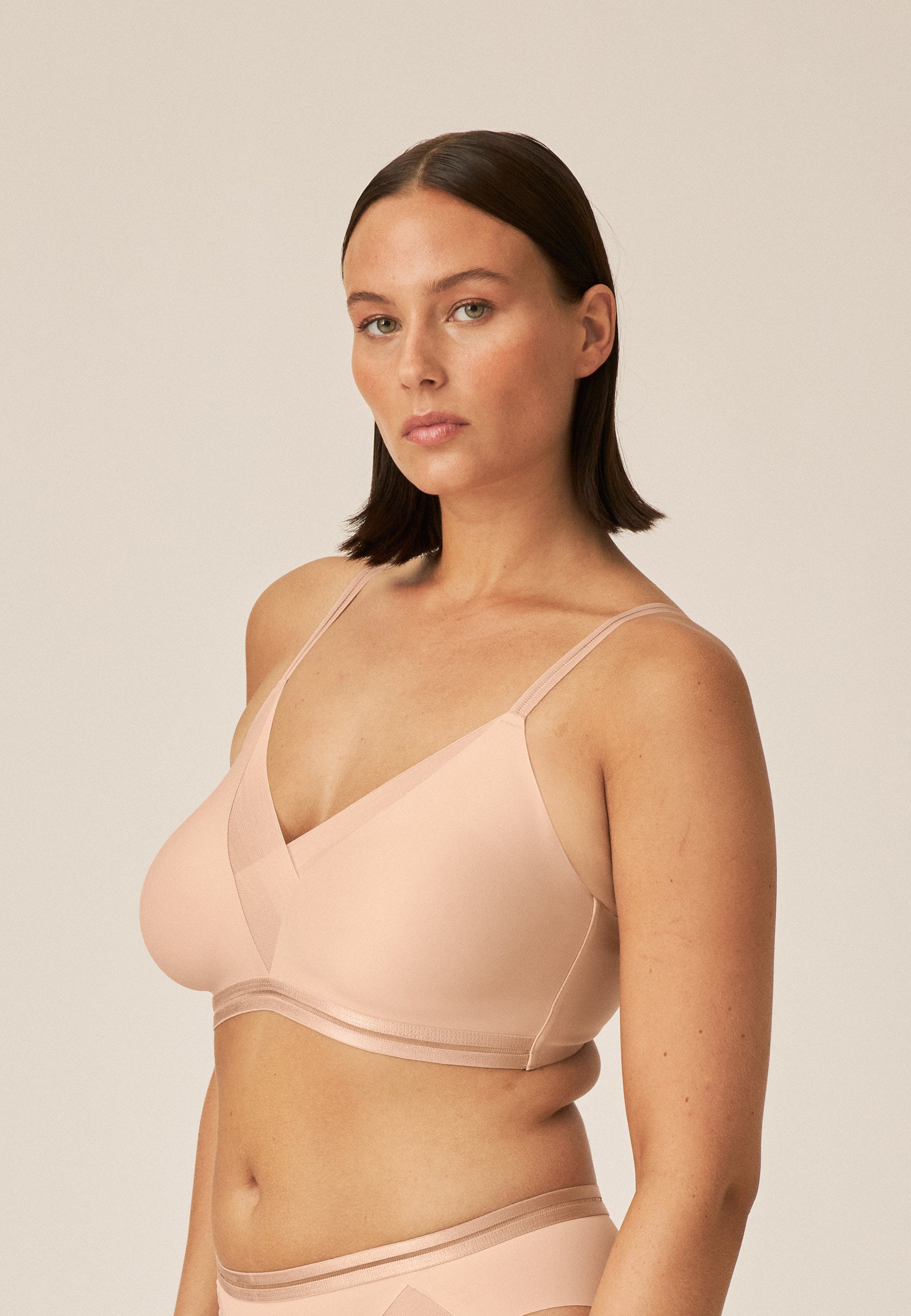 Naturana Monday Softer Wohlfühl-BH mit Mesh Farbe Light Beige Seitenansicht
