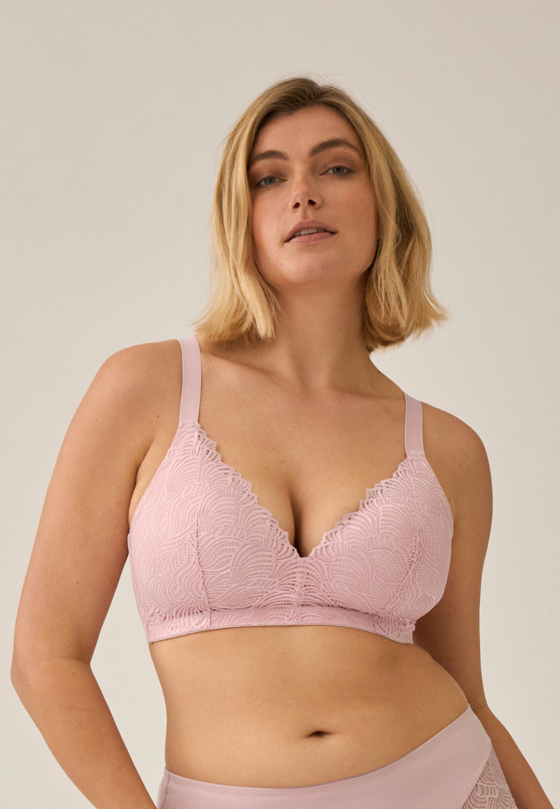 Naturana Friday Soft-BH mit Schale und Spitze Farbe Pink Rose Frontansicht