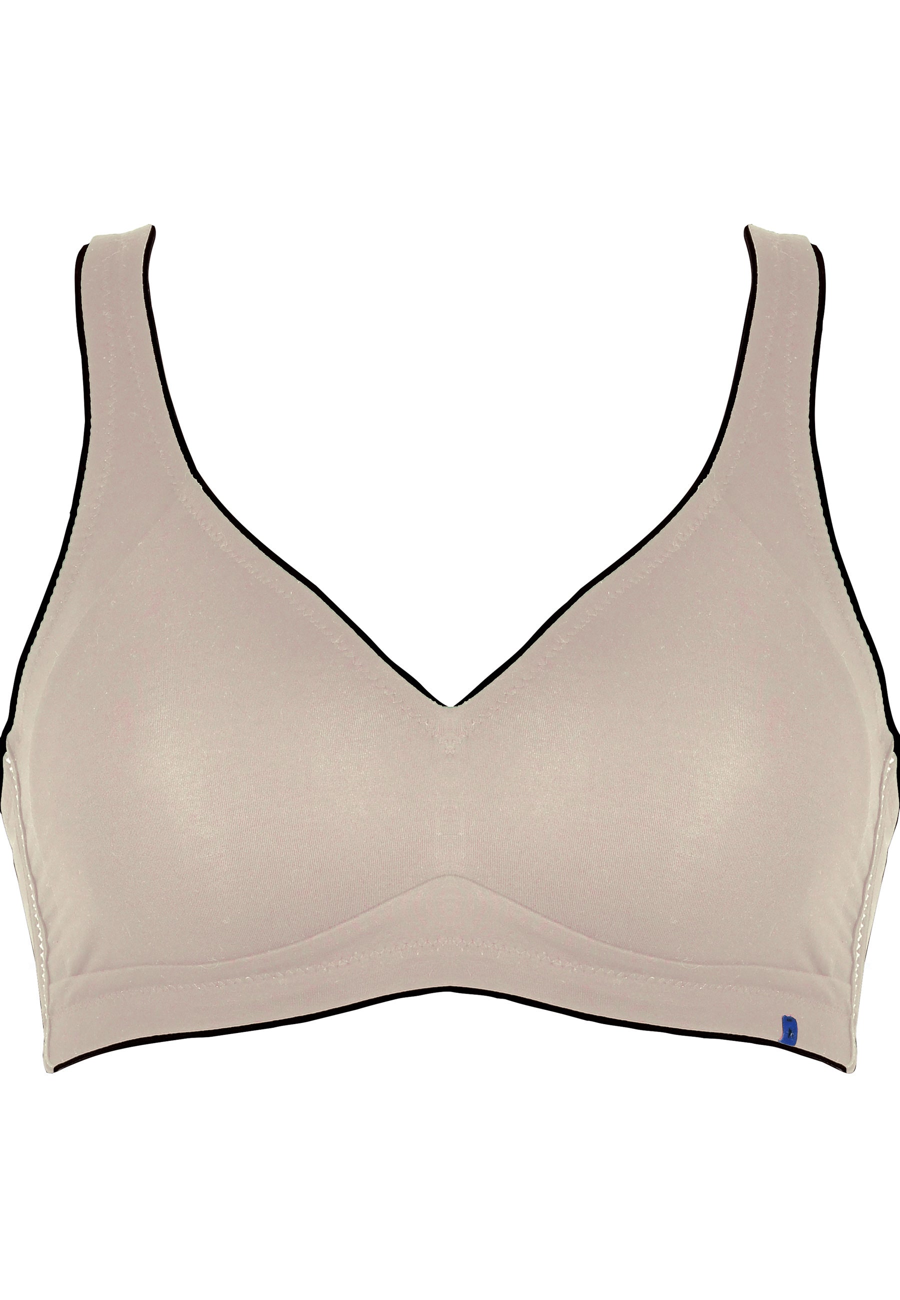 Natürlicher Baumwoll-Soft-BH - Light Beige/Schwarz