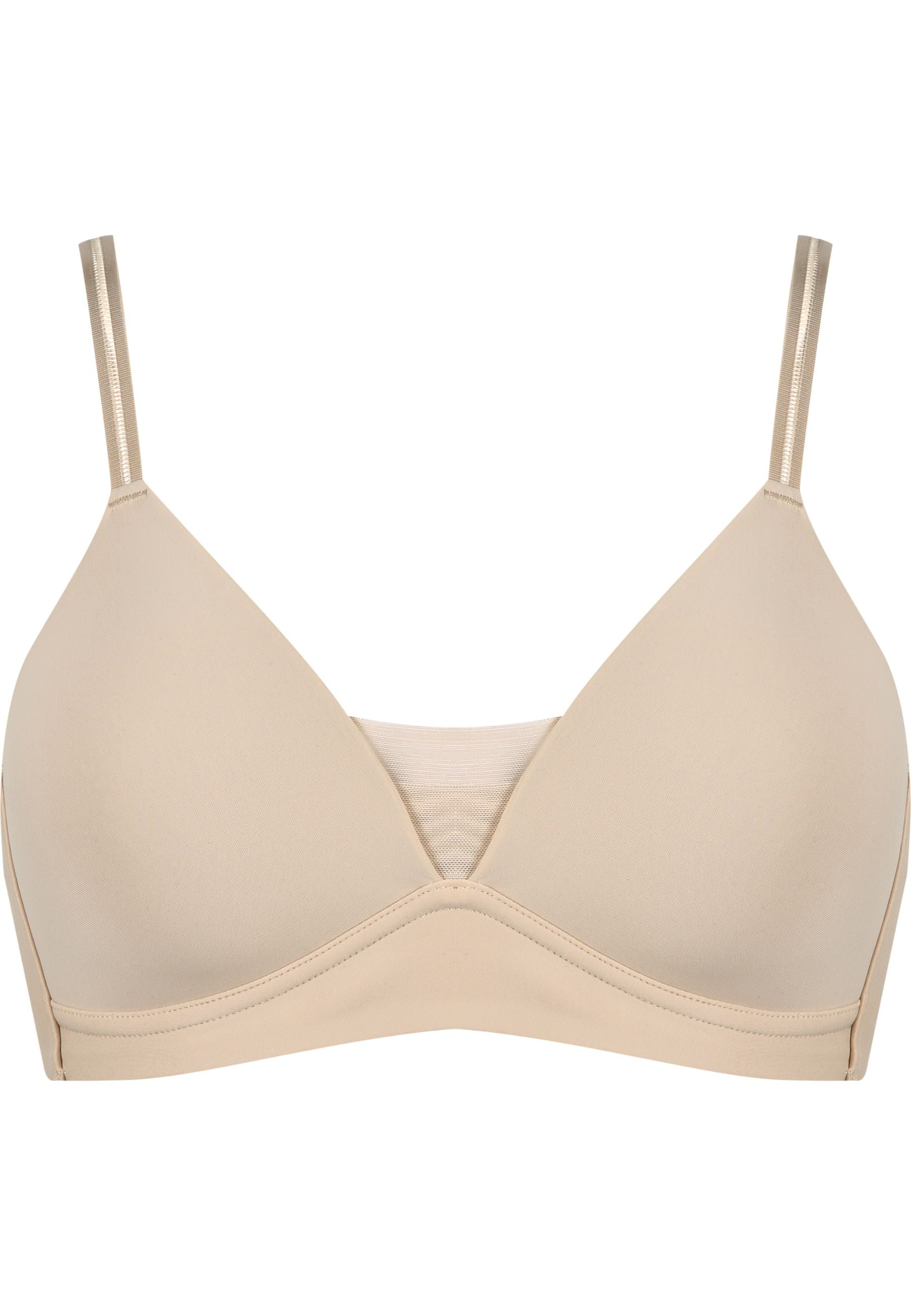 Bügelloser Schalen-BH mit Mesheinsatz - Light Beige