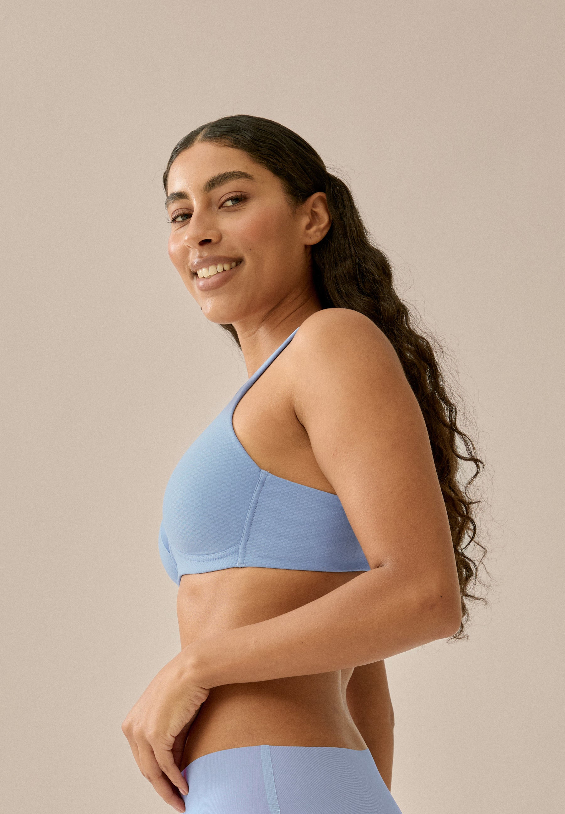 Bügelloser Soft-BH mit Schale - Forever Blue mit Jacquardstruktur