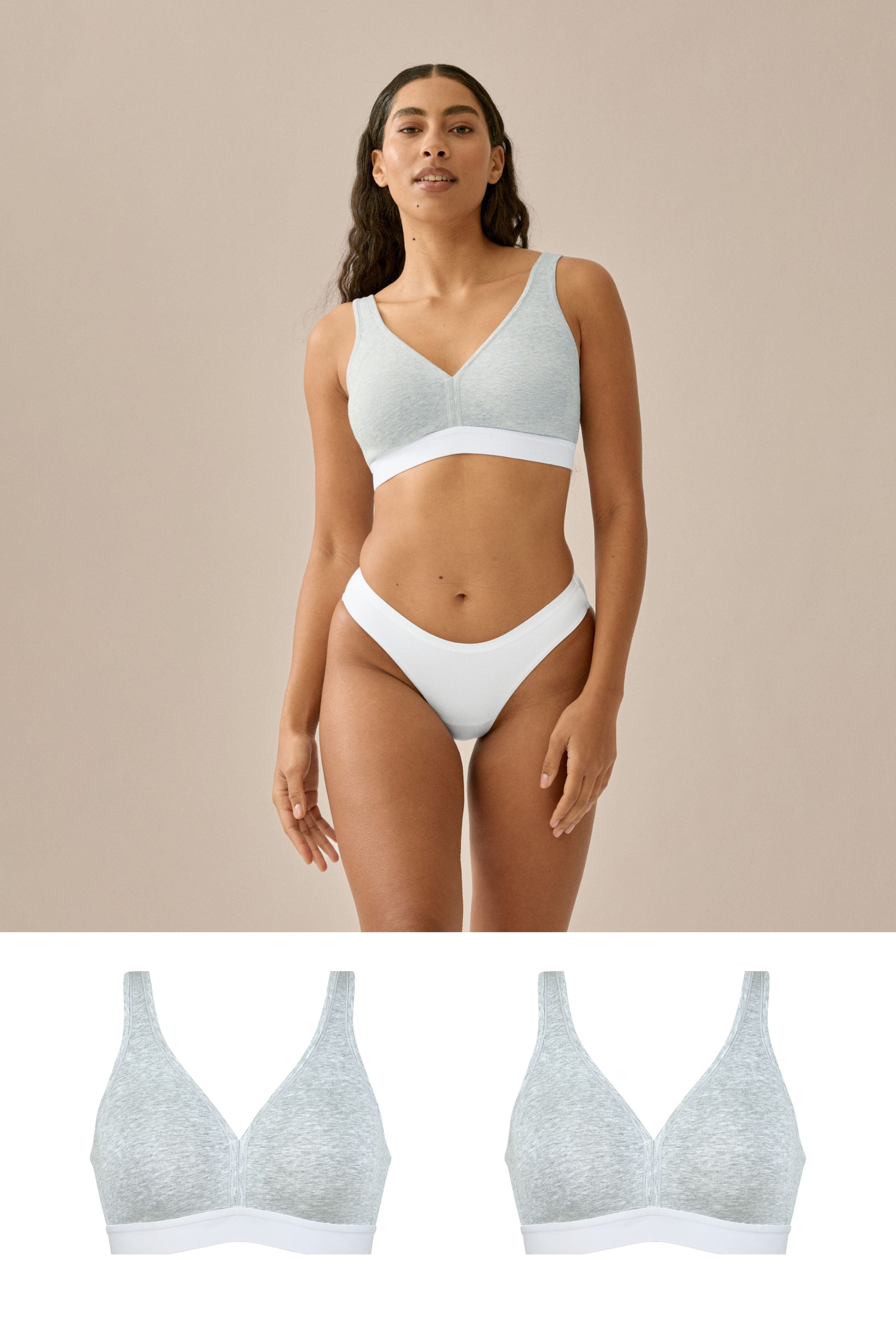 Athleisure Soft-BH Set - Grey Melange-White