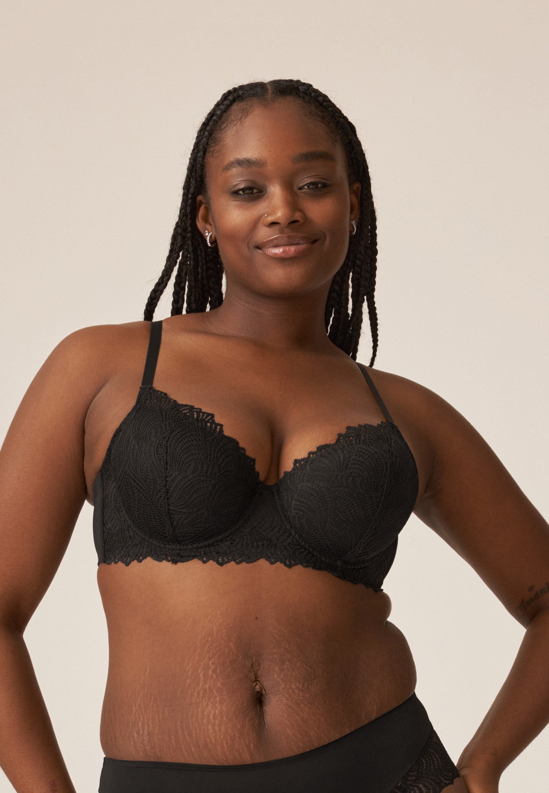Underwired bra with lace - Black