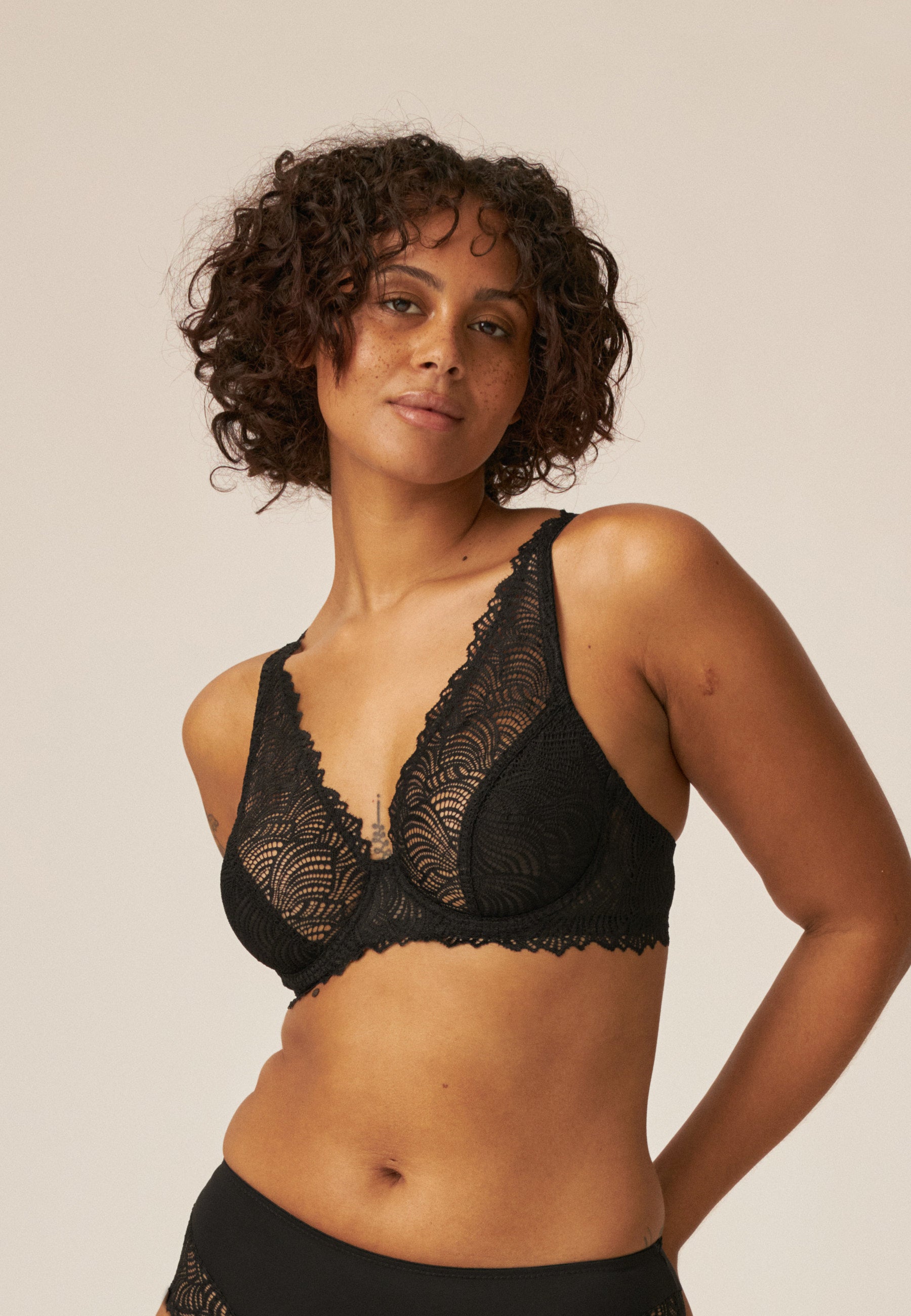 Lace underwired bra - Black