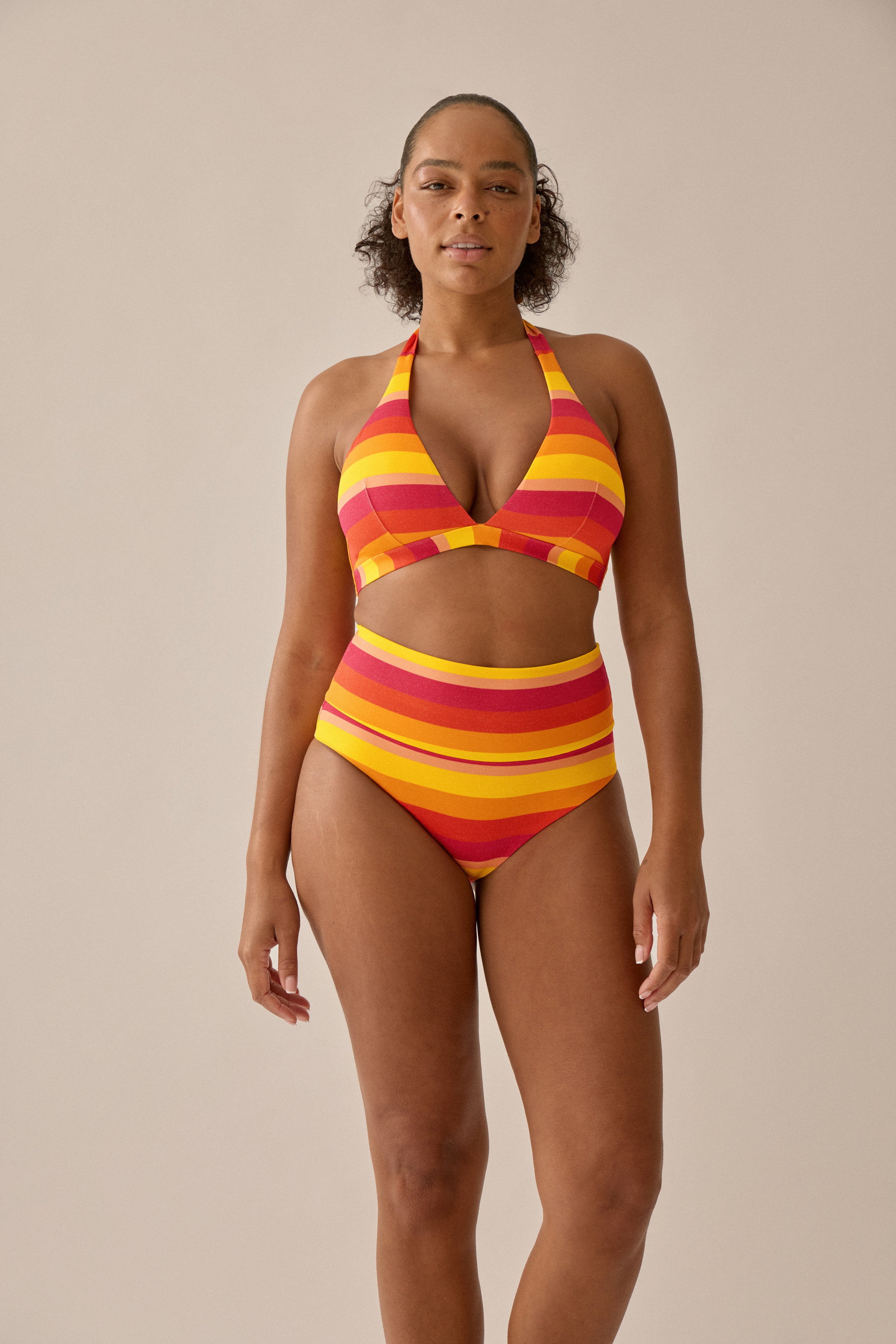 Triangel Bikini Oberteil mit Schale in Streifen Optik - Grenadine