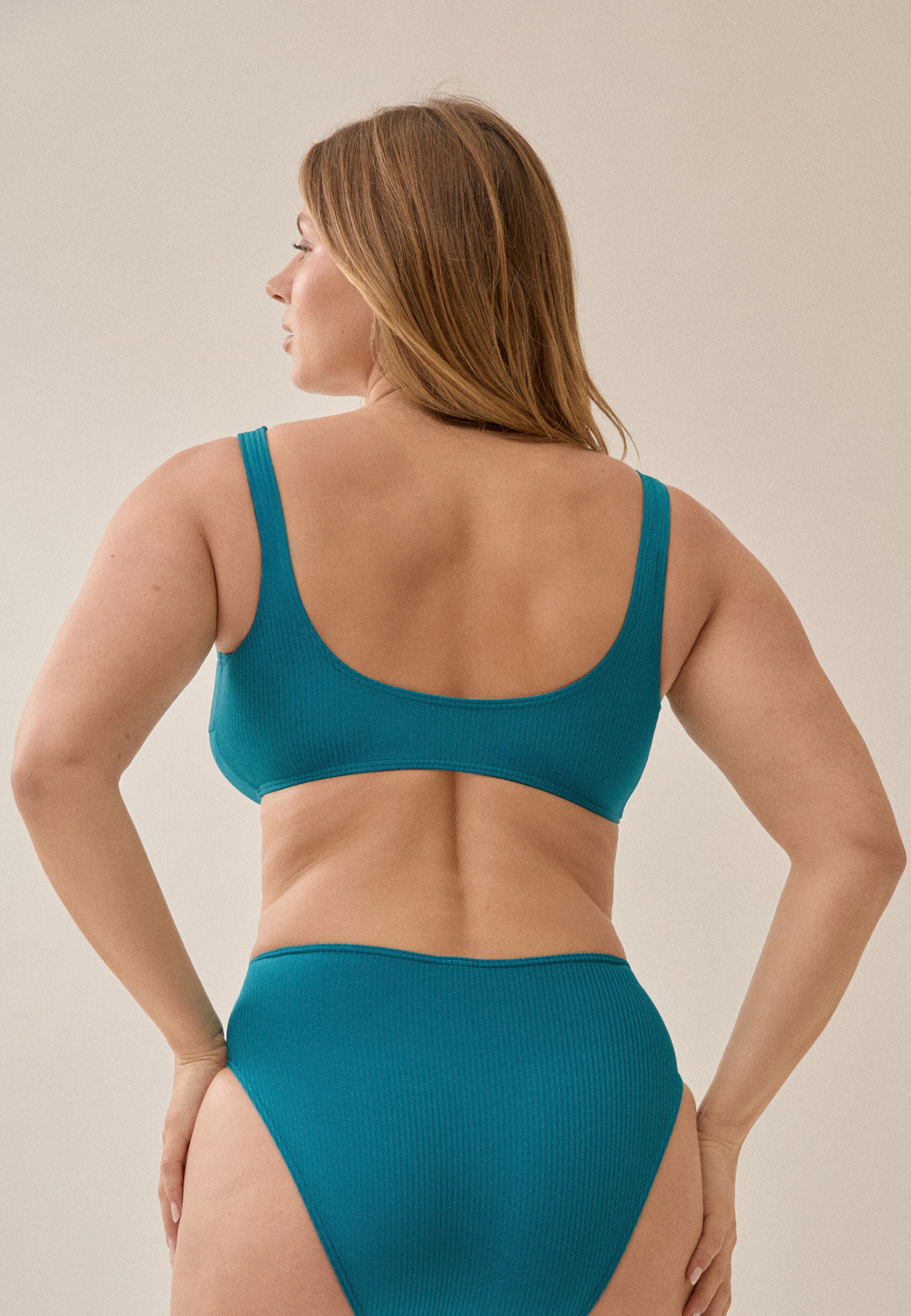 Bustier Bikini Top in Rippoptik - Lagoon