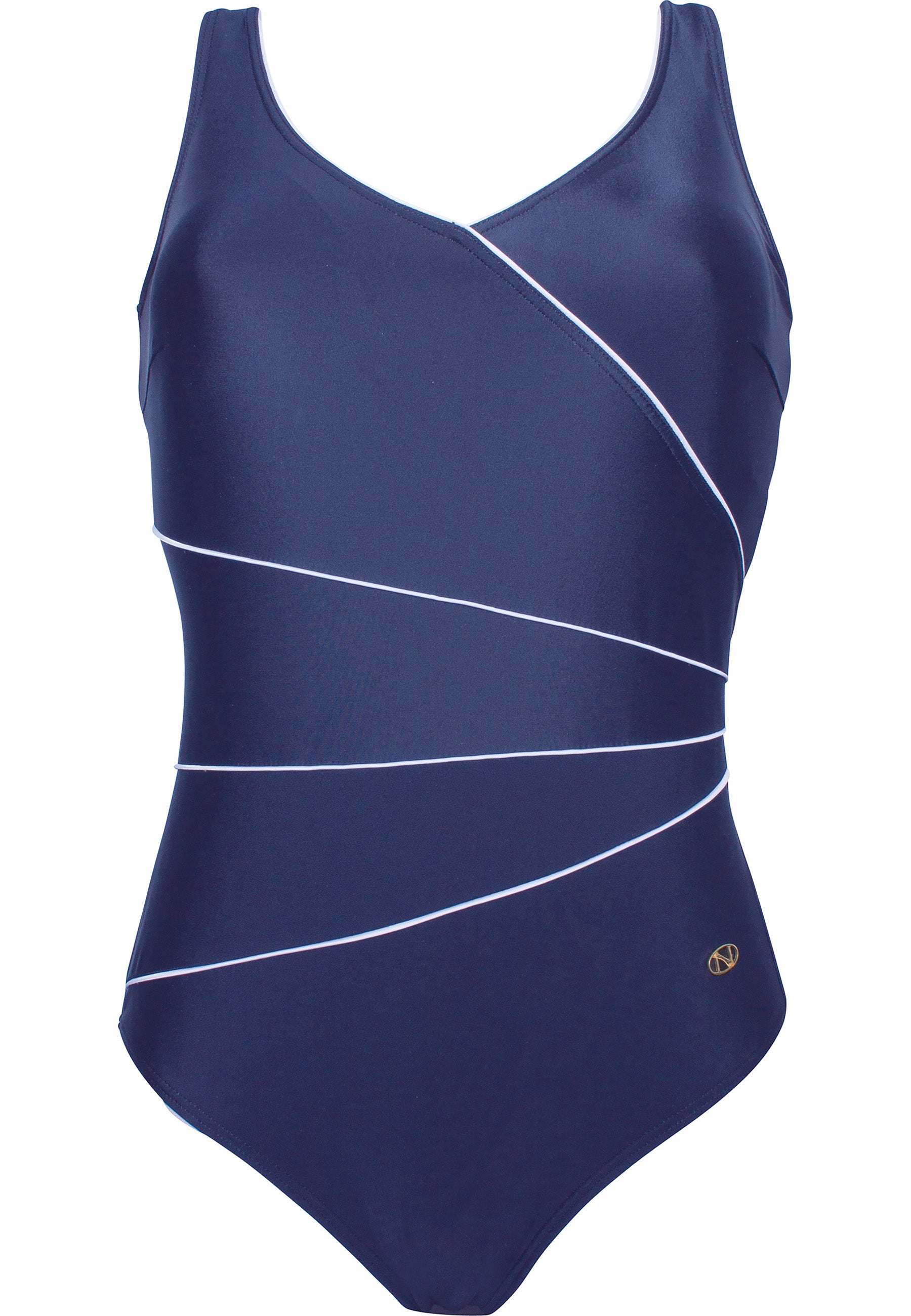 Naturana Klassischer Corsage-Badeanzug Farbe Marine-Weiß Produktbild