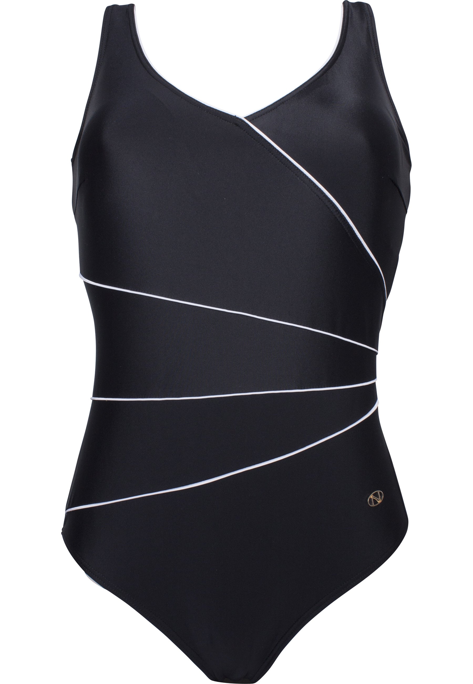 Naturana Klassischer Corsage-Badeanzug Farbe Schwarz-Weiß Produktbild