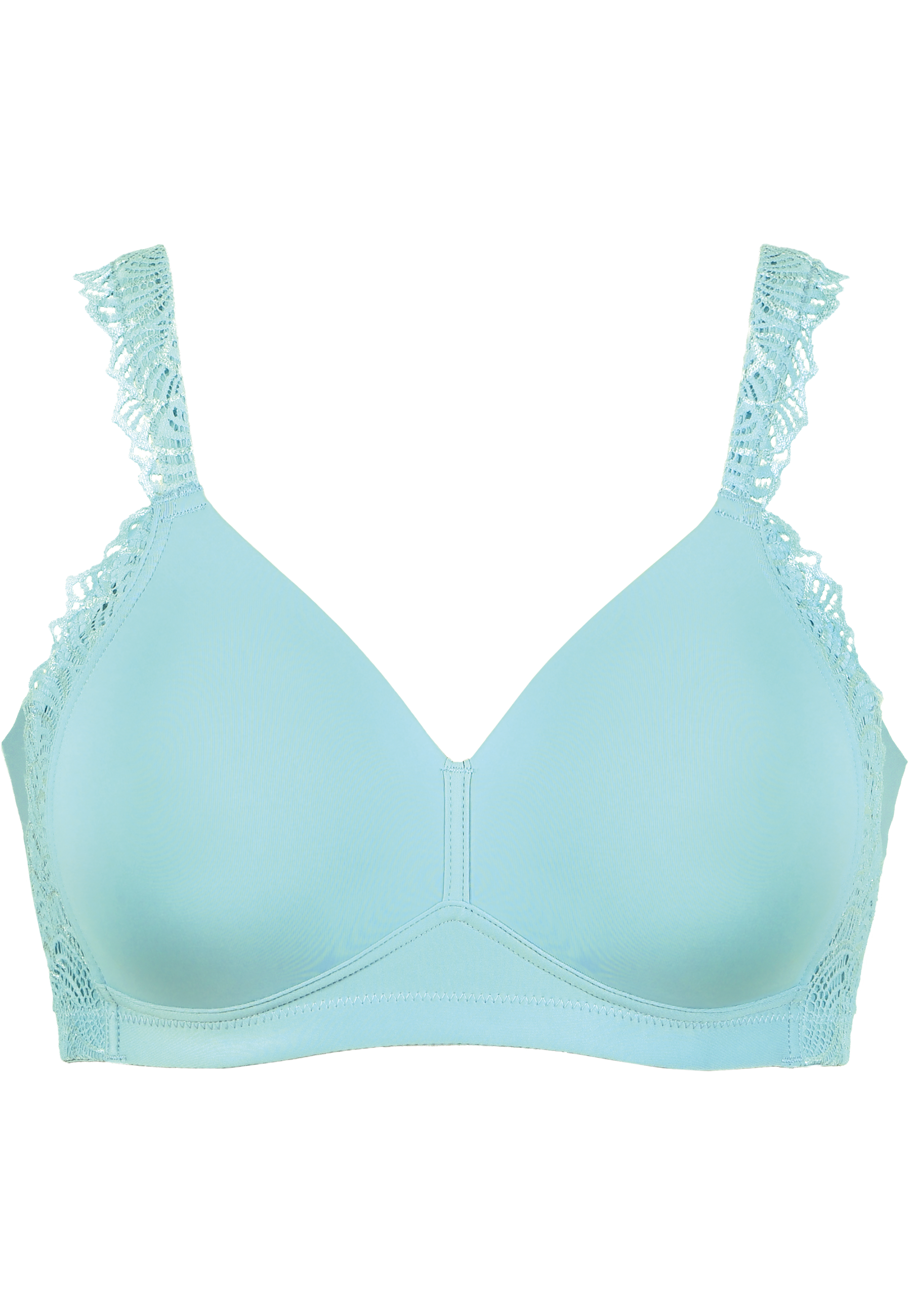 Soft Bra with Side Smoother Effect and Lace - Sky Blue