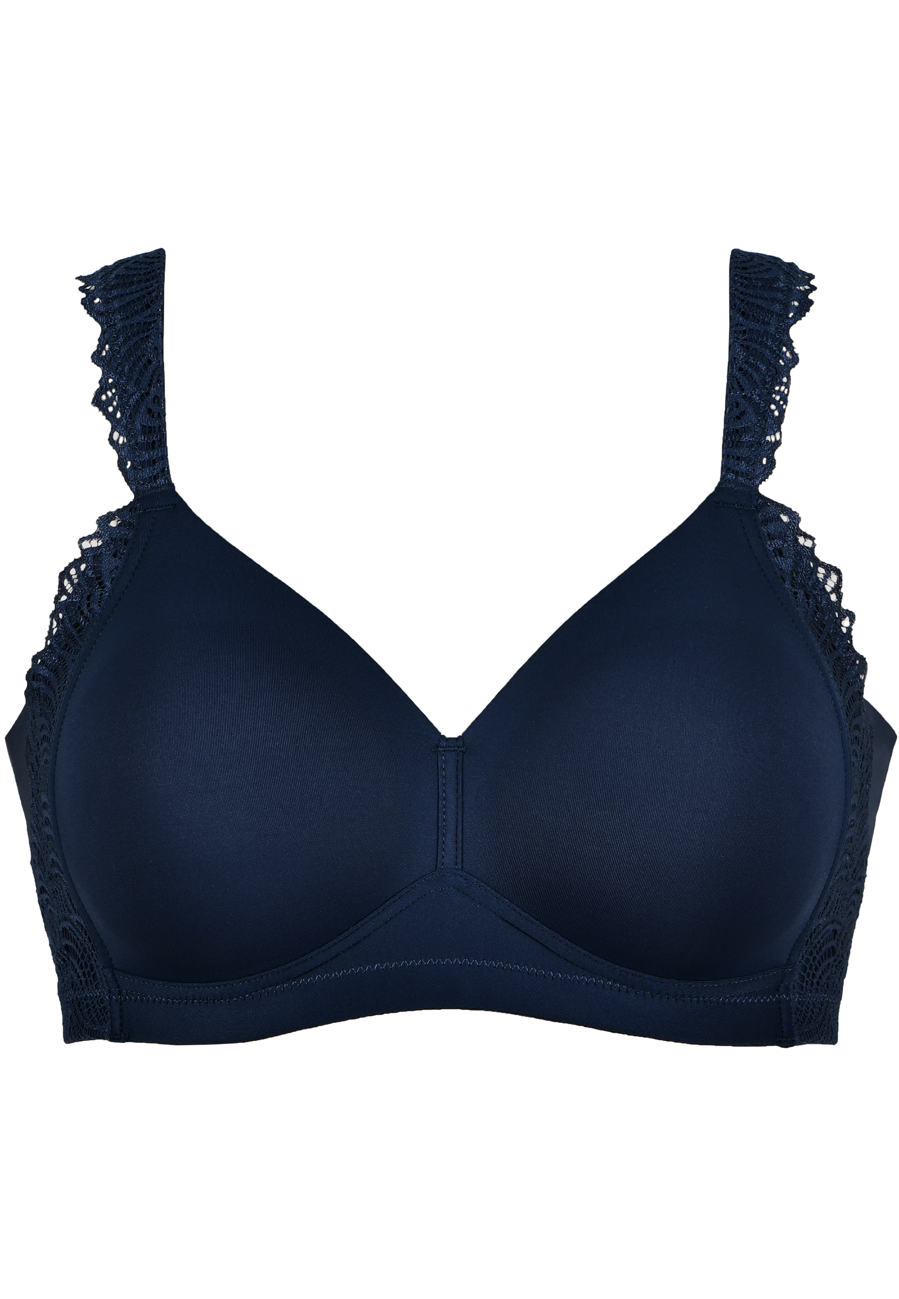 Soft Bra with Side Smoother Effect and Lace - Dark Blue