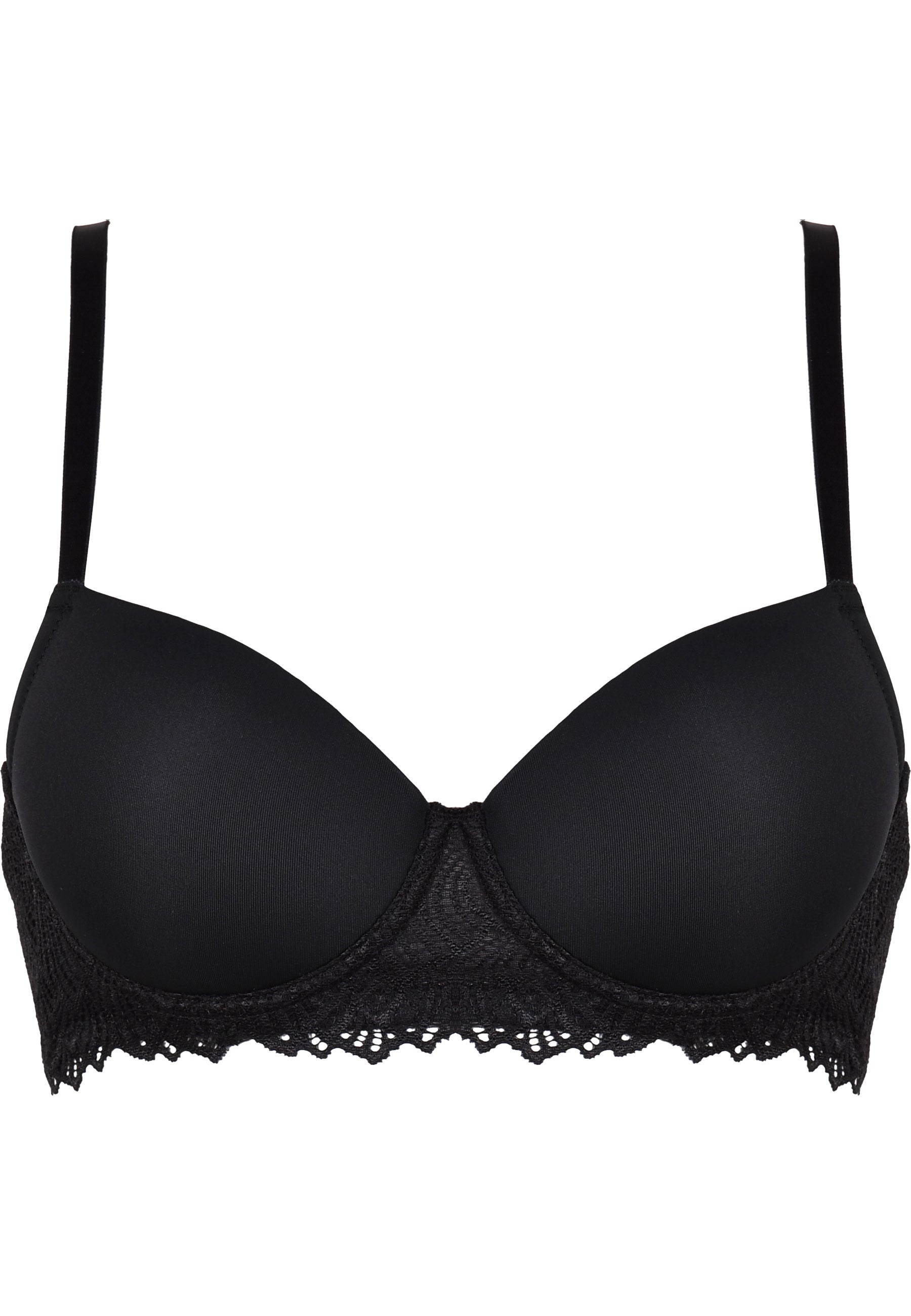 Sujetador Balconette con Aros y Encaje – Negro