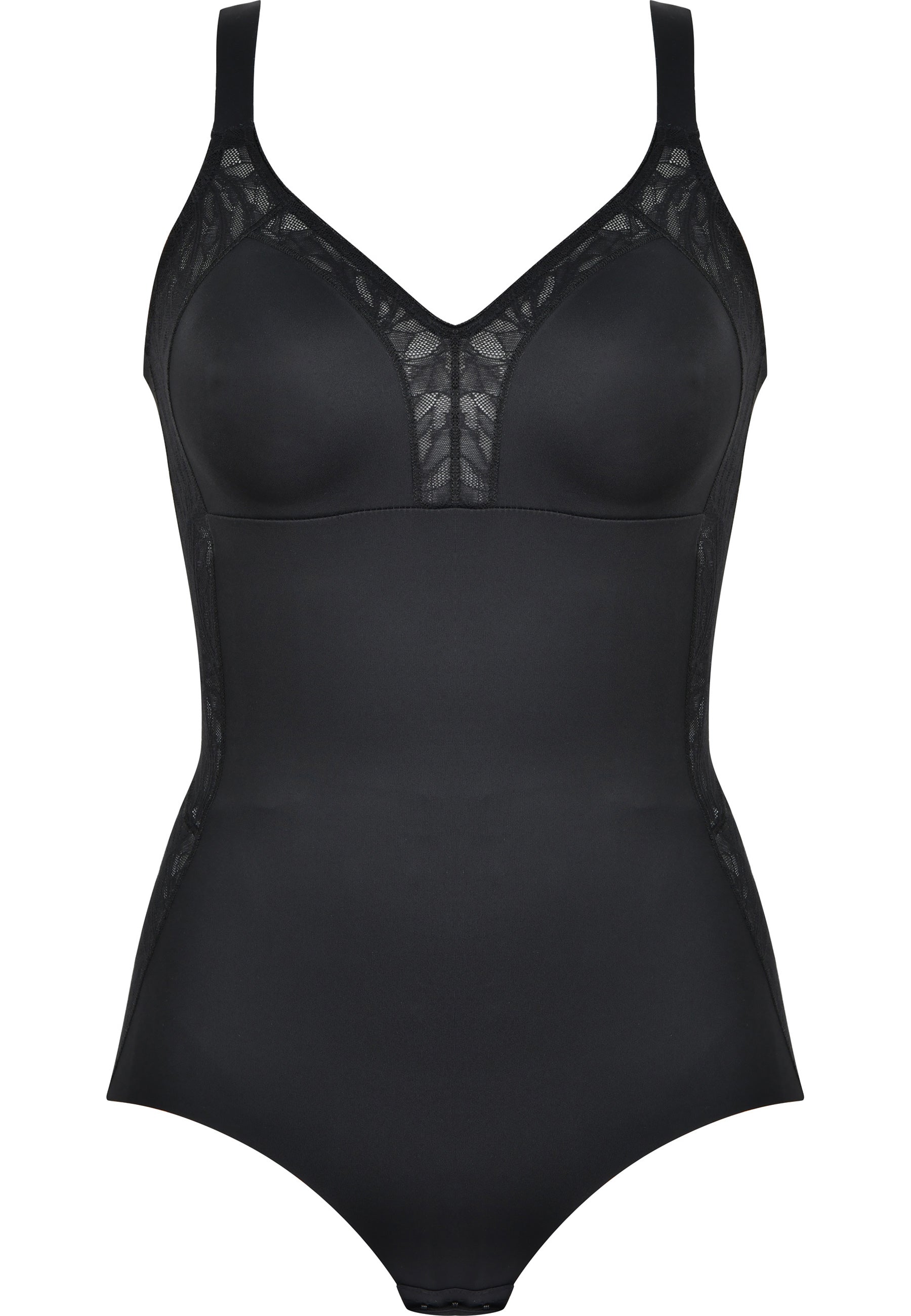 Naturana Minimizer Body mit Spitze Farbe Schwarz Produktbild Frontansicht