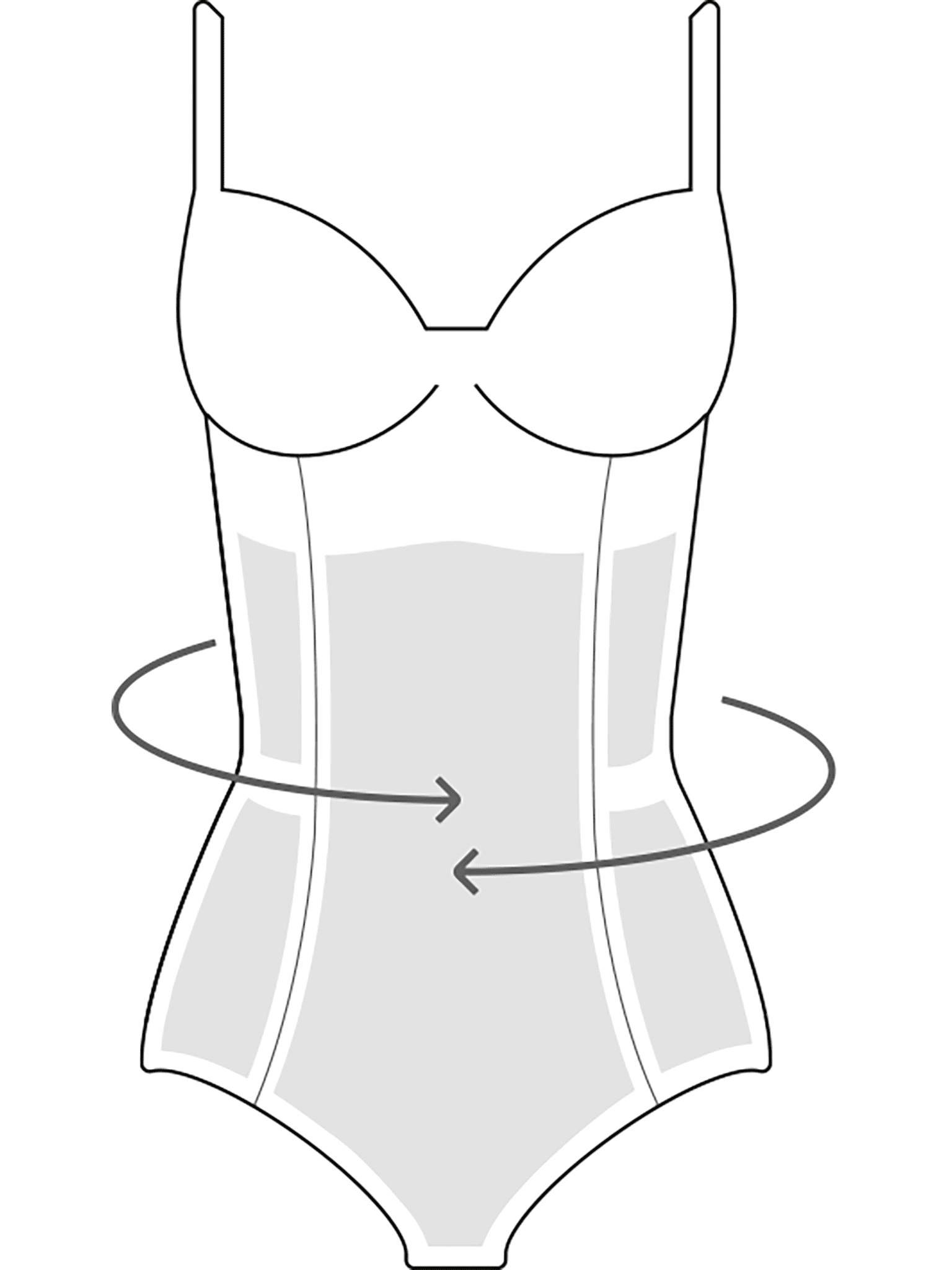 Naturana Shapewear Bügel-Body Skizze stellt den Shapewear Effekt da