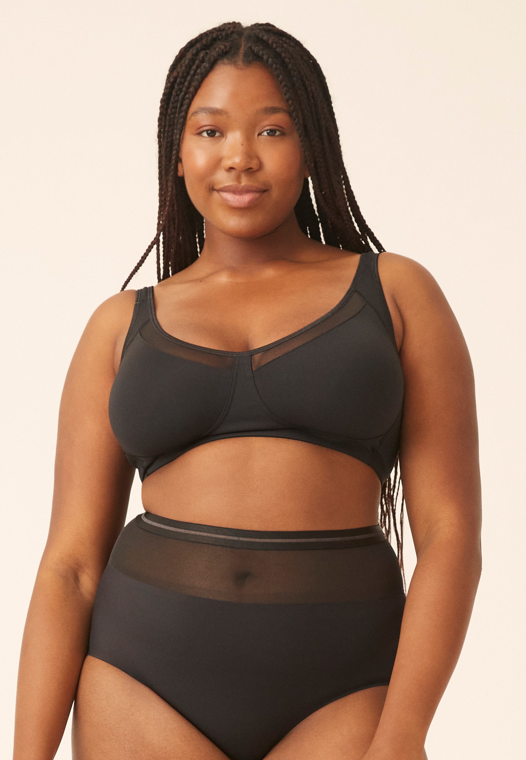 Naturana Soft-BH mit Mesheinsatz Farbe Schwarz Frontansicht