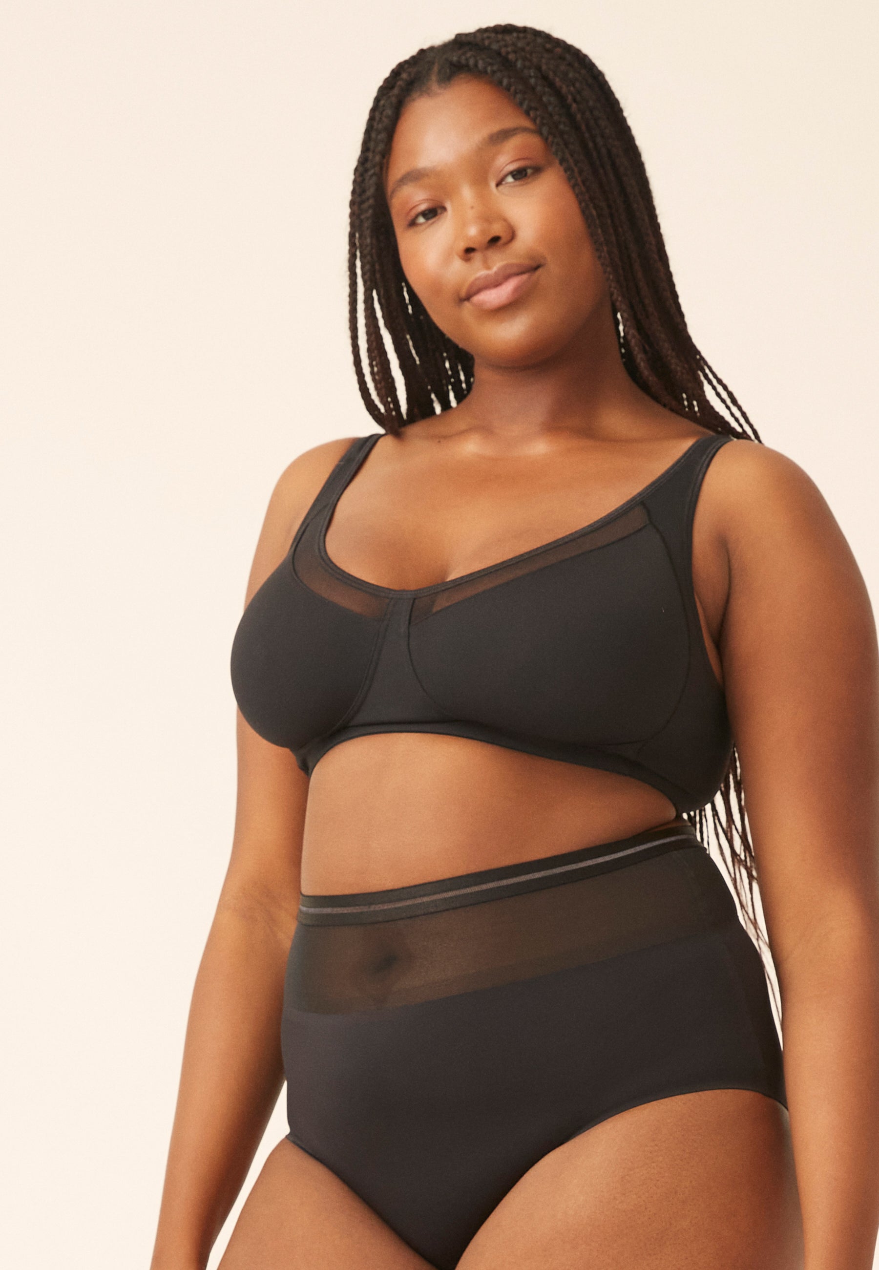 Naturana Soft-BH mit Mesheinsatz Farbe Schwarz Seitenansicht