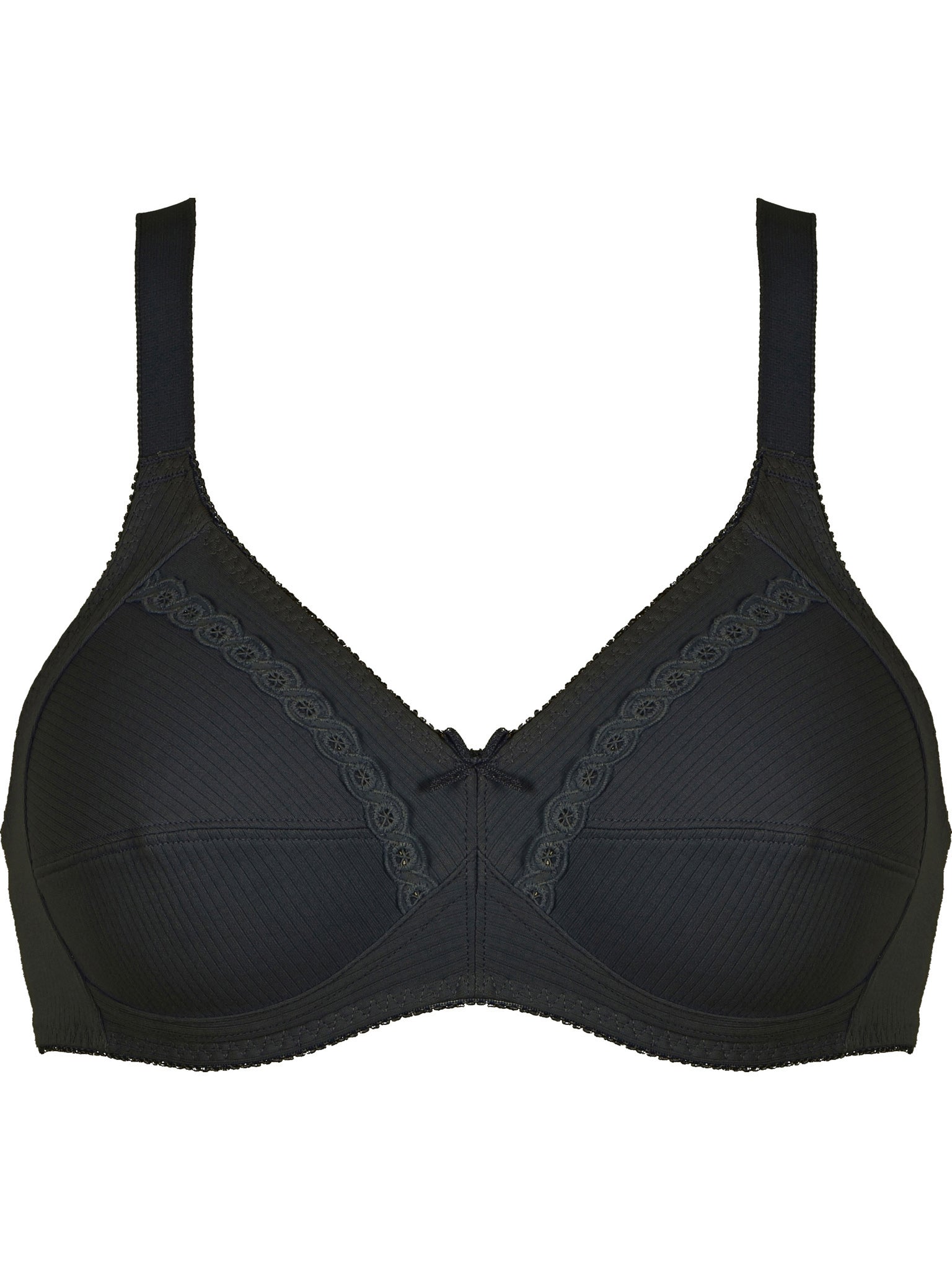 Baumwoll Soft-BH mit Stickereidetails - Schwarz