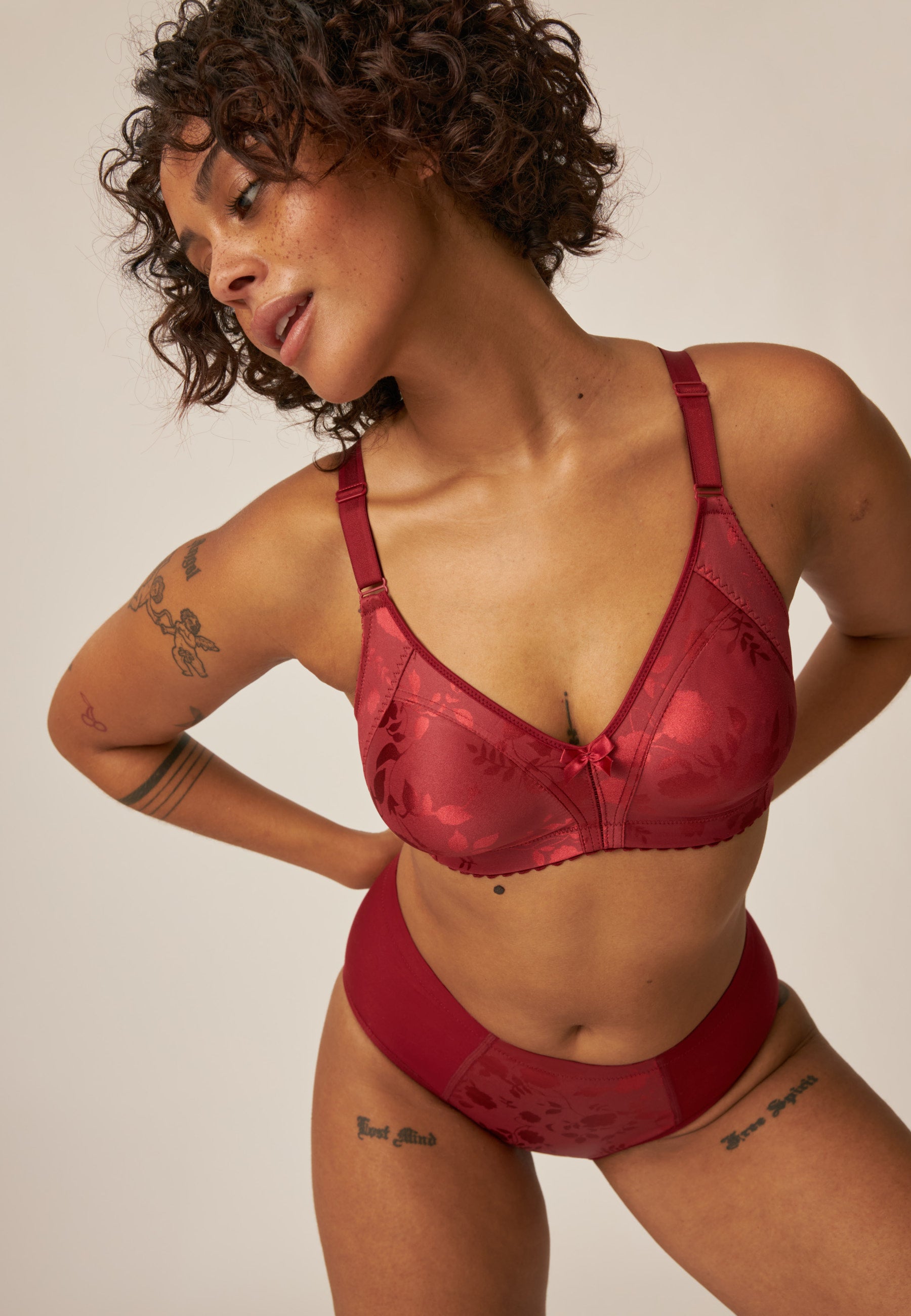 Minimizer Slip im Blumenmuster - Deep Claret