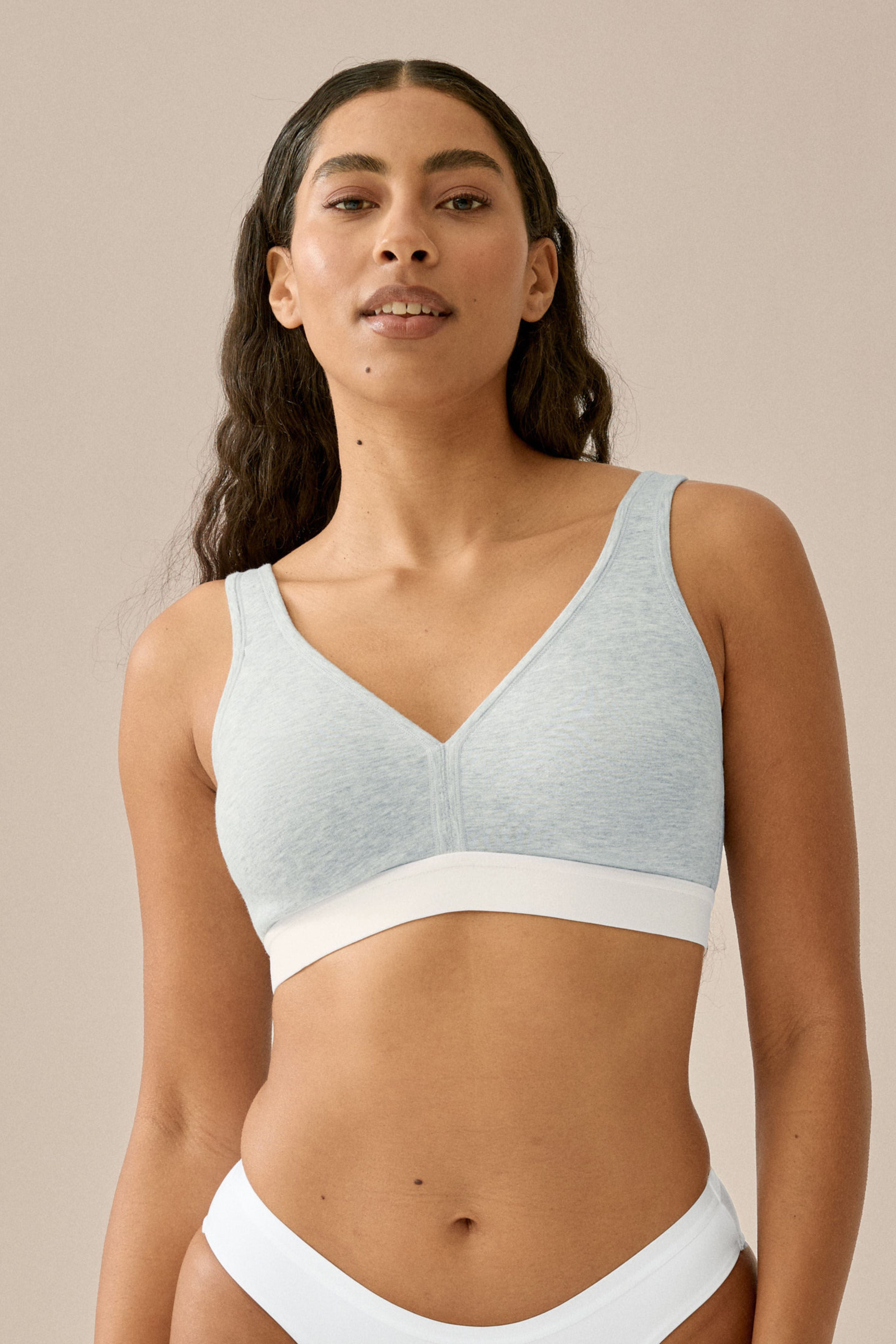 Athleisure Soft-BH - Grey Melange-White