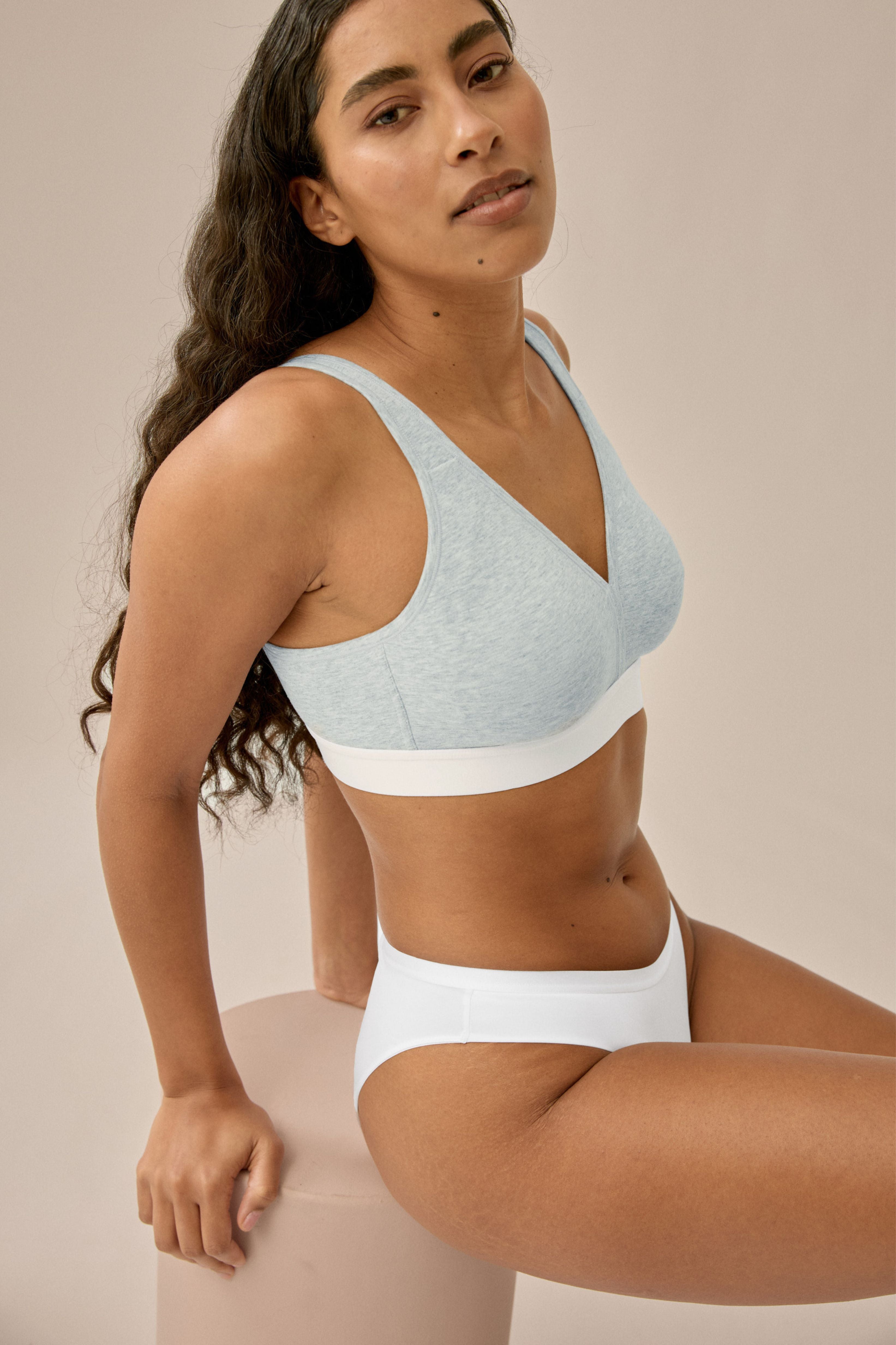 Athleisure Soft-BH - Grey Melange-White