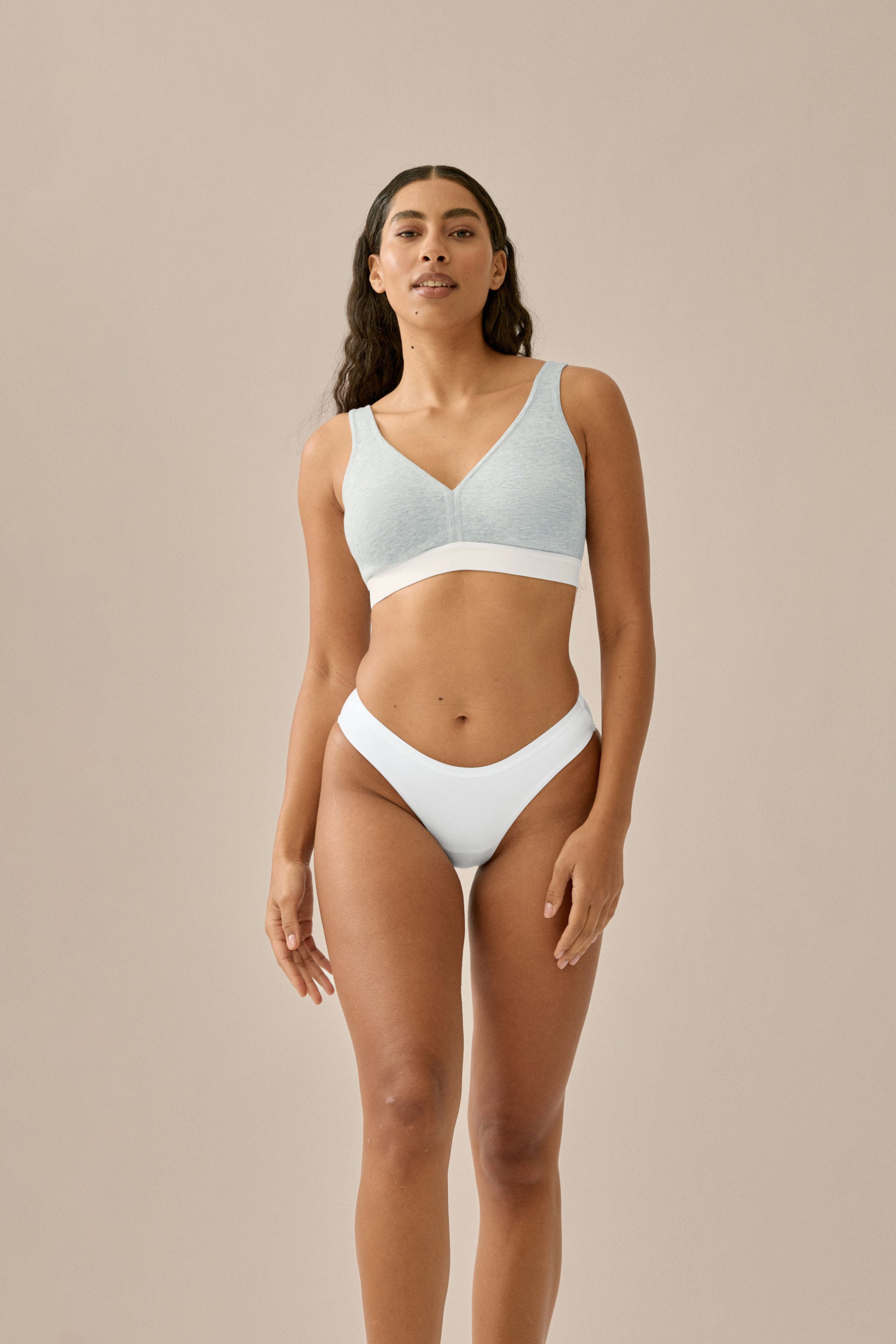 Athleisure Soft-BH - Grey Melange-White