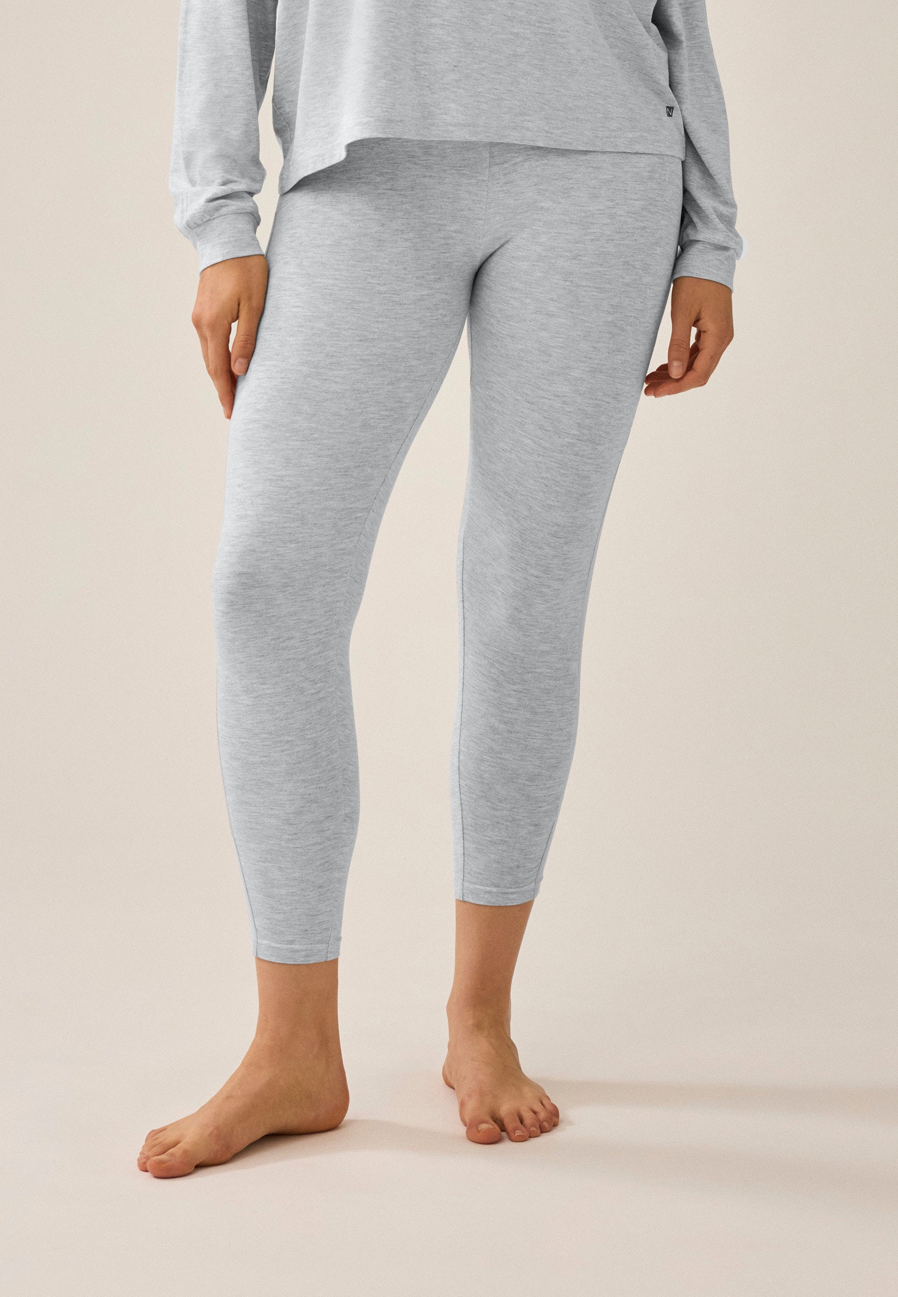 Leggings with Mesh Insert - Gray Melange