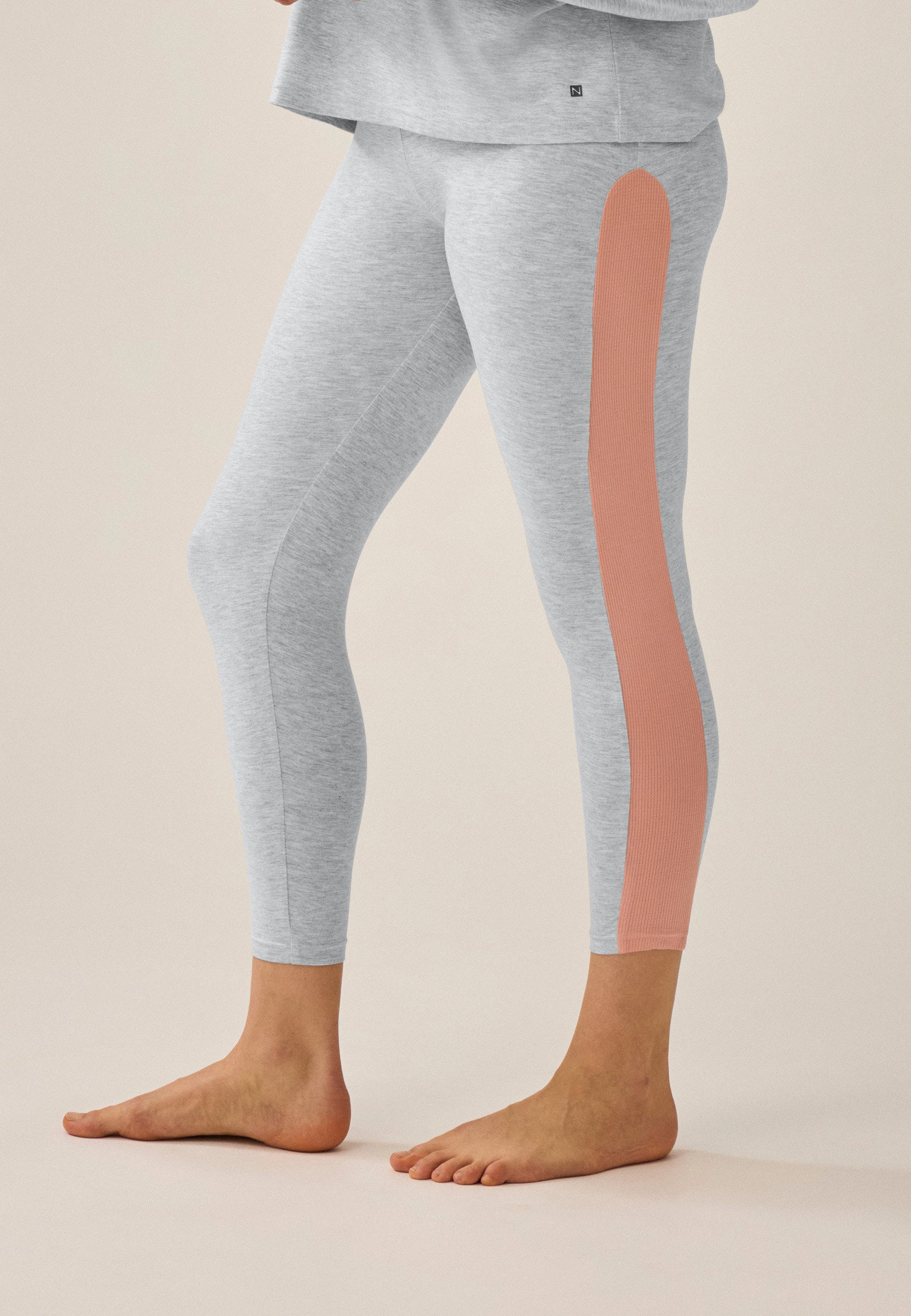 Leggings mit Mesh-Einsatz - Grau Melange