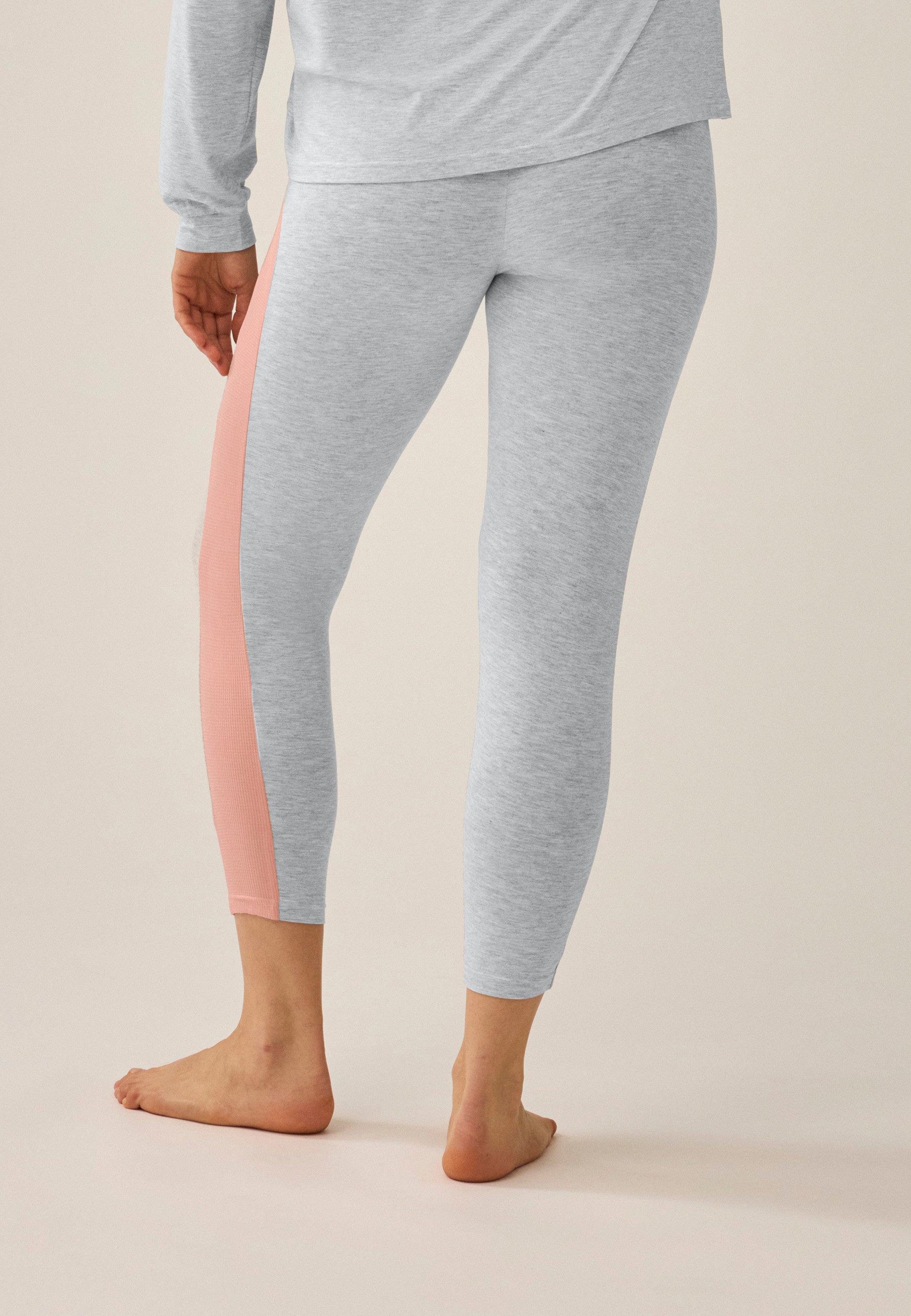 Leggings mit Mesh-Einsatz - Grau Melange