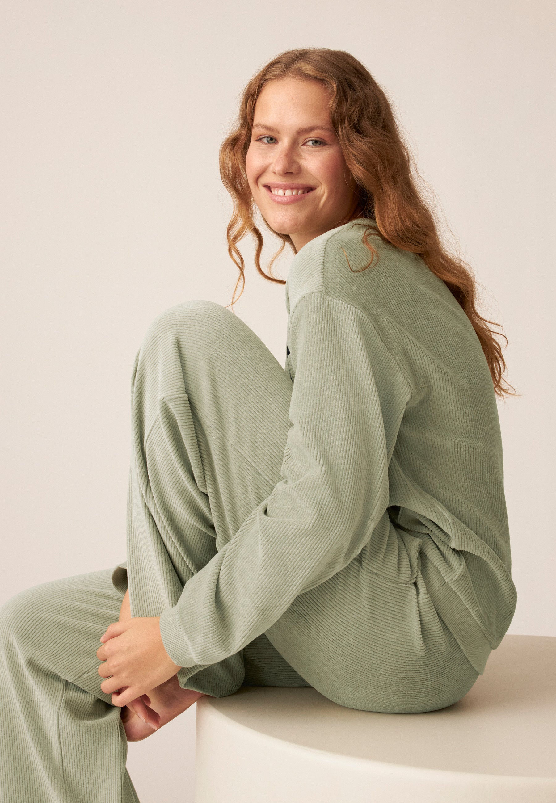 Velor Sweater Pullover - Pale Greenshield