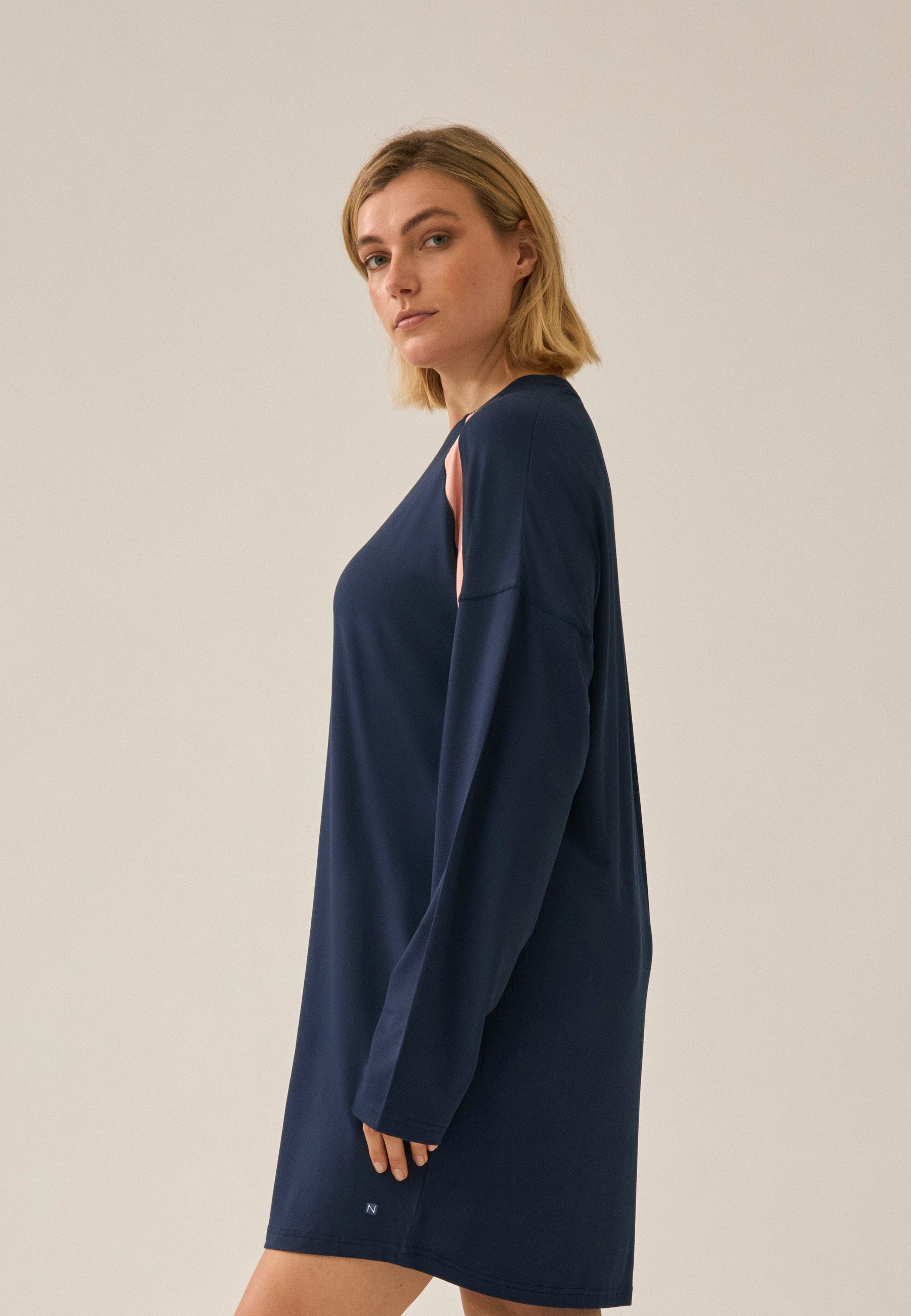 Langarm Bigshirt mit Mesh-Einsatz - Dark Blue