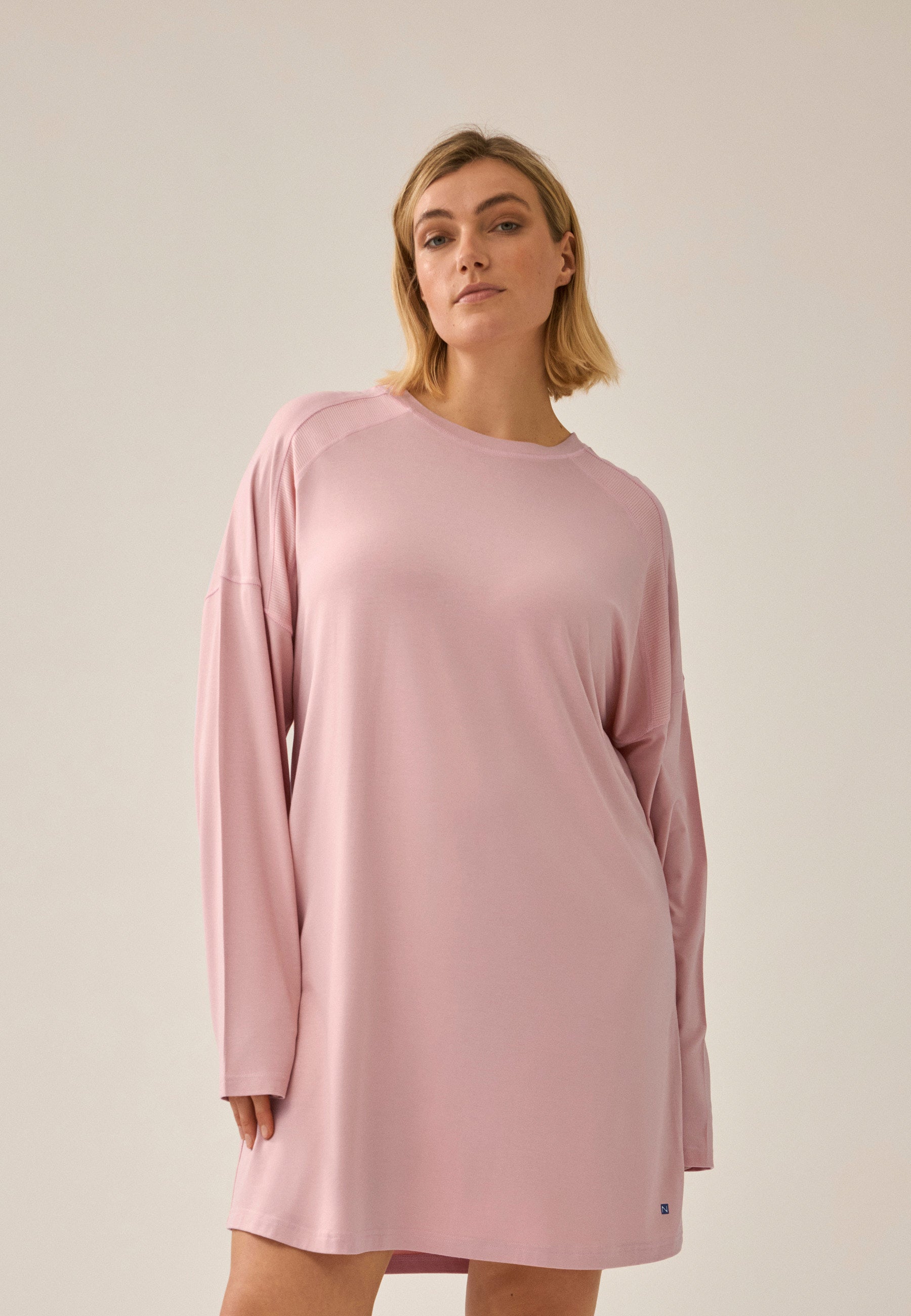 Long-Sleeve Bigshirt with Mesh Insert - Pink Rose