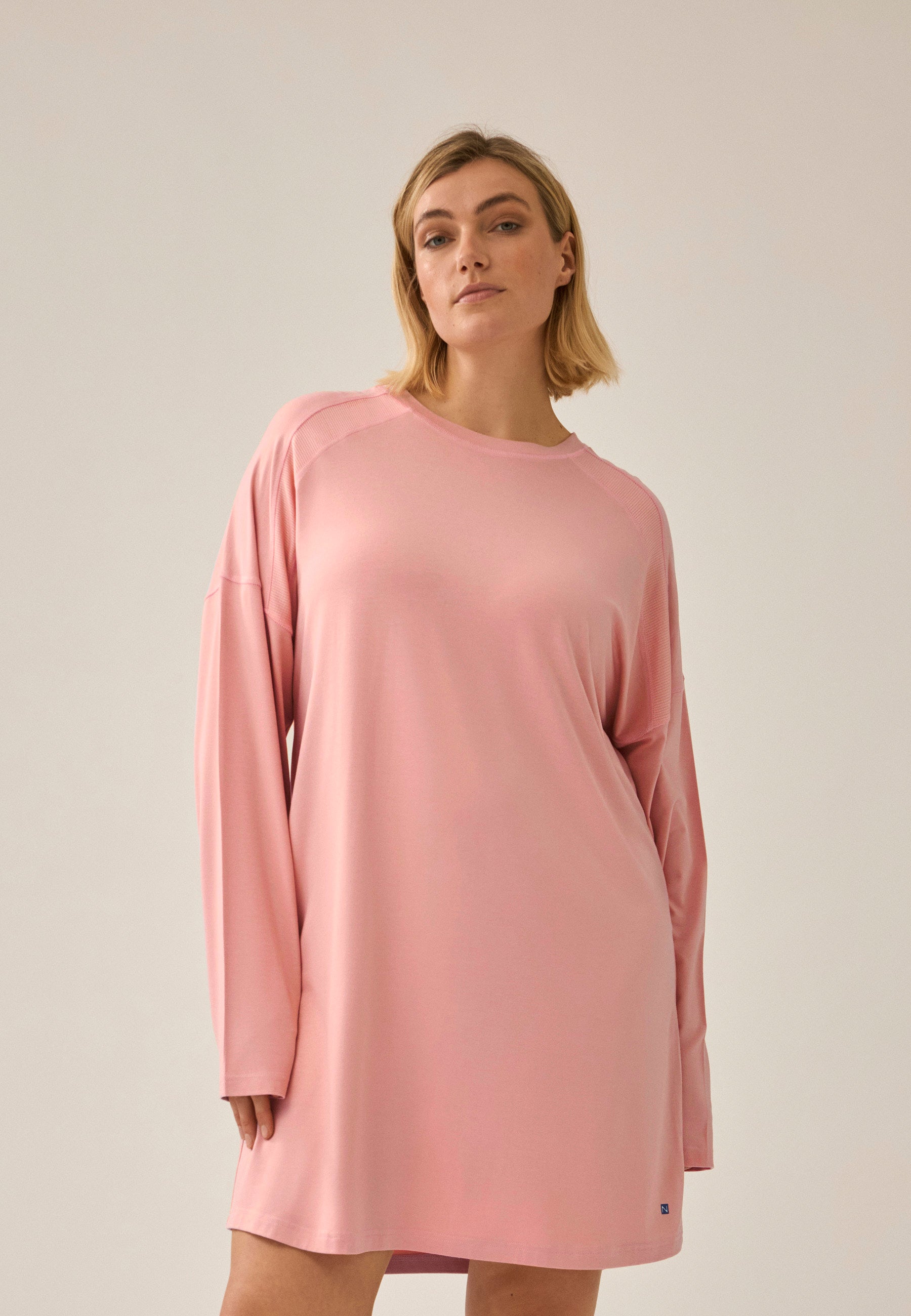 Long-Sleeve Bigshirt with Mesh Insert - Pink Rose